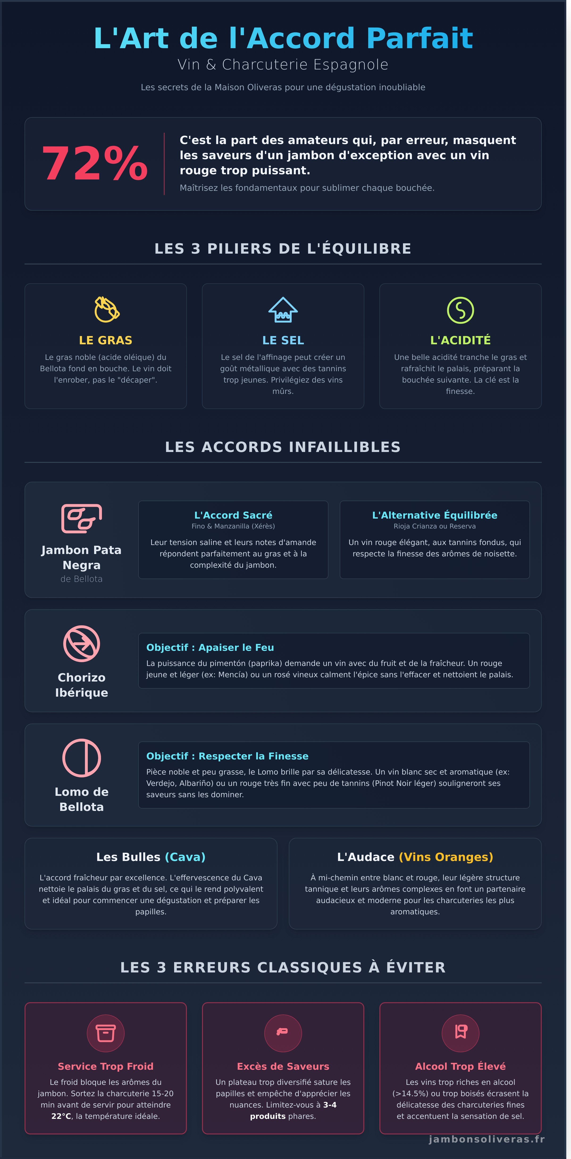 Accord vin et charcuterie espagnole infographic - visual guide