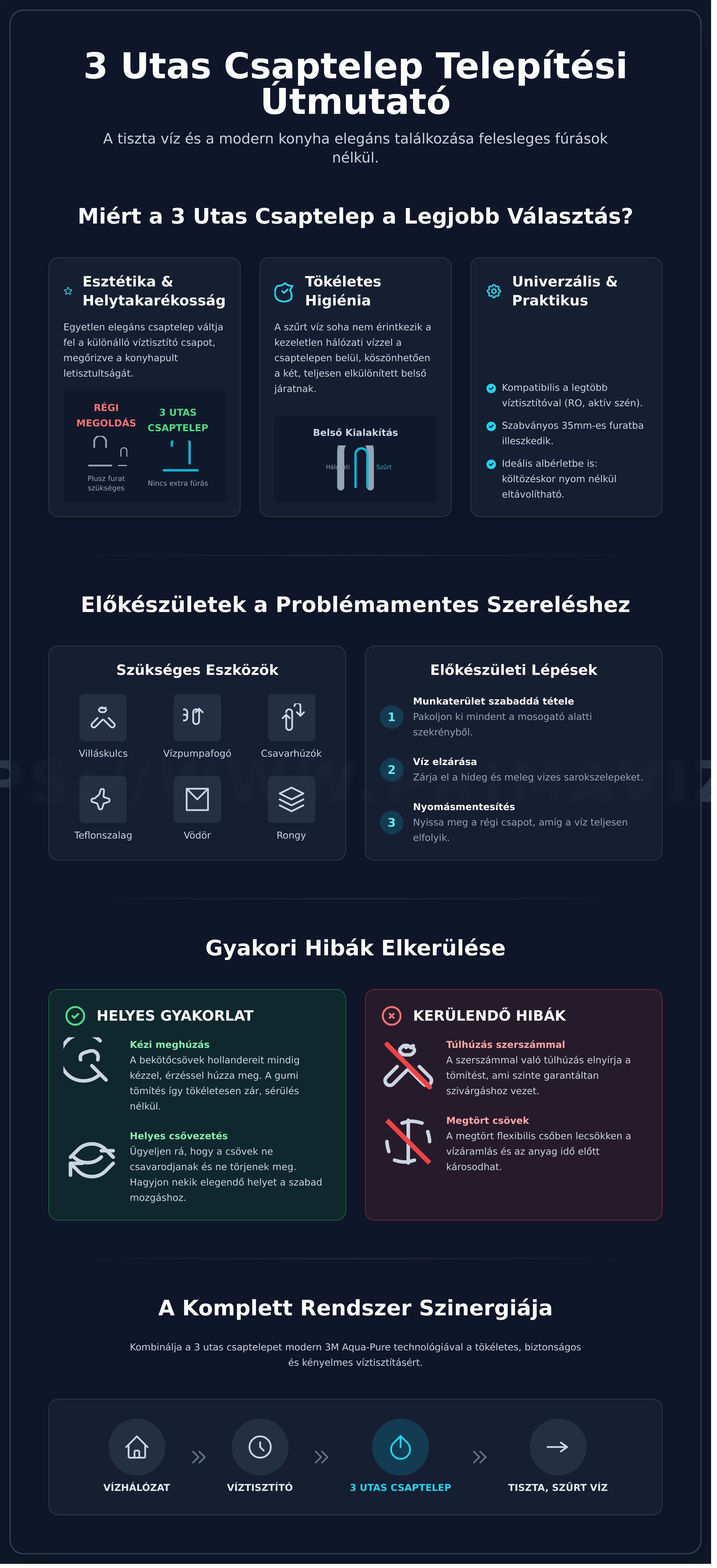 3 utas csaptelep felszerelése