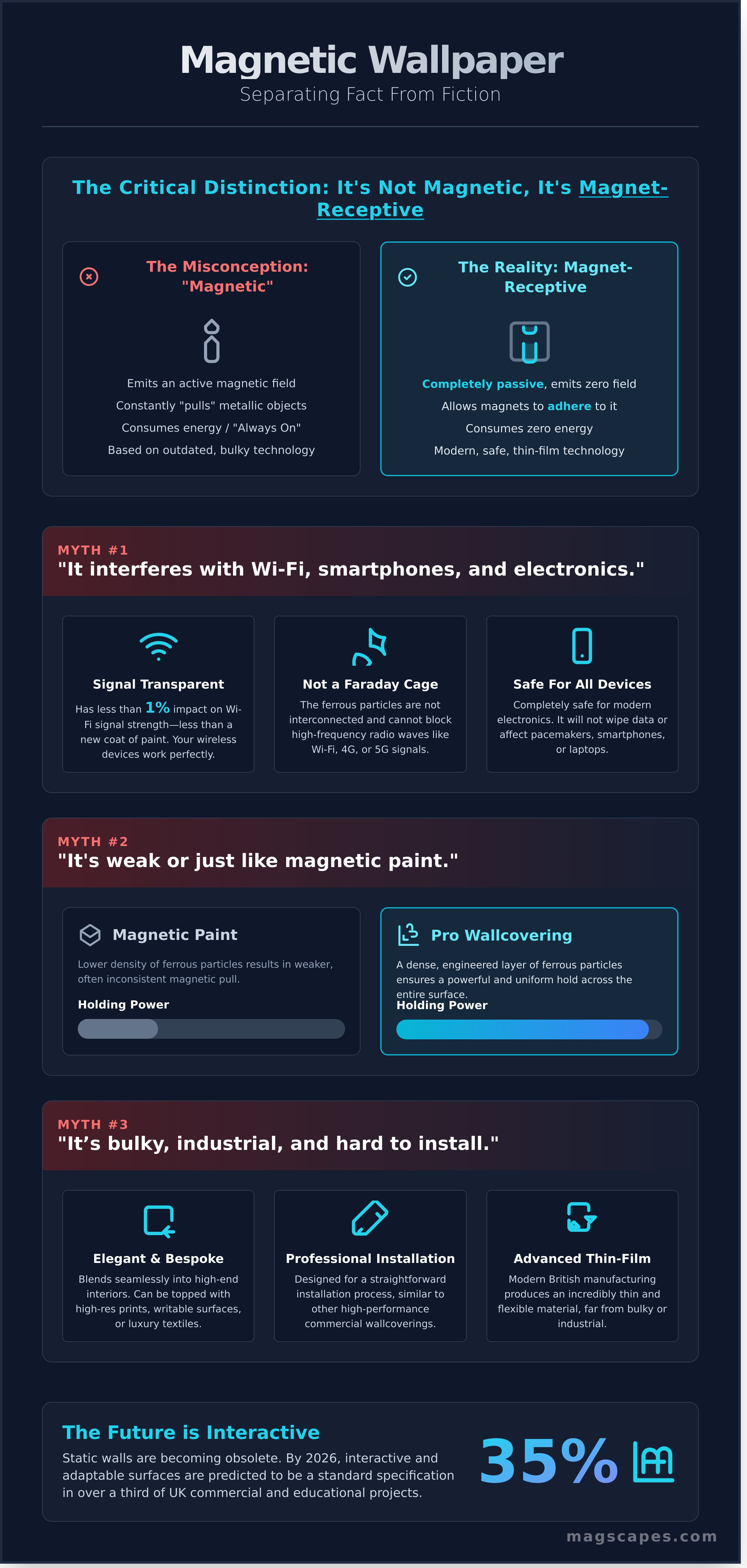 Magnetic wallpaper myths infographic - visual guide