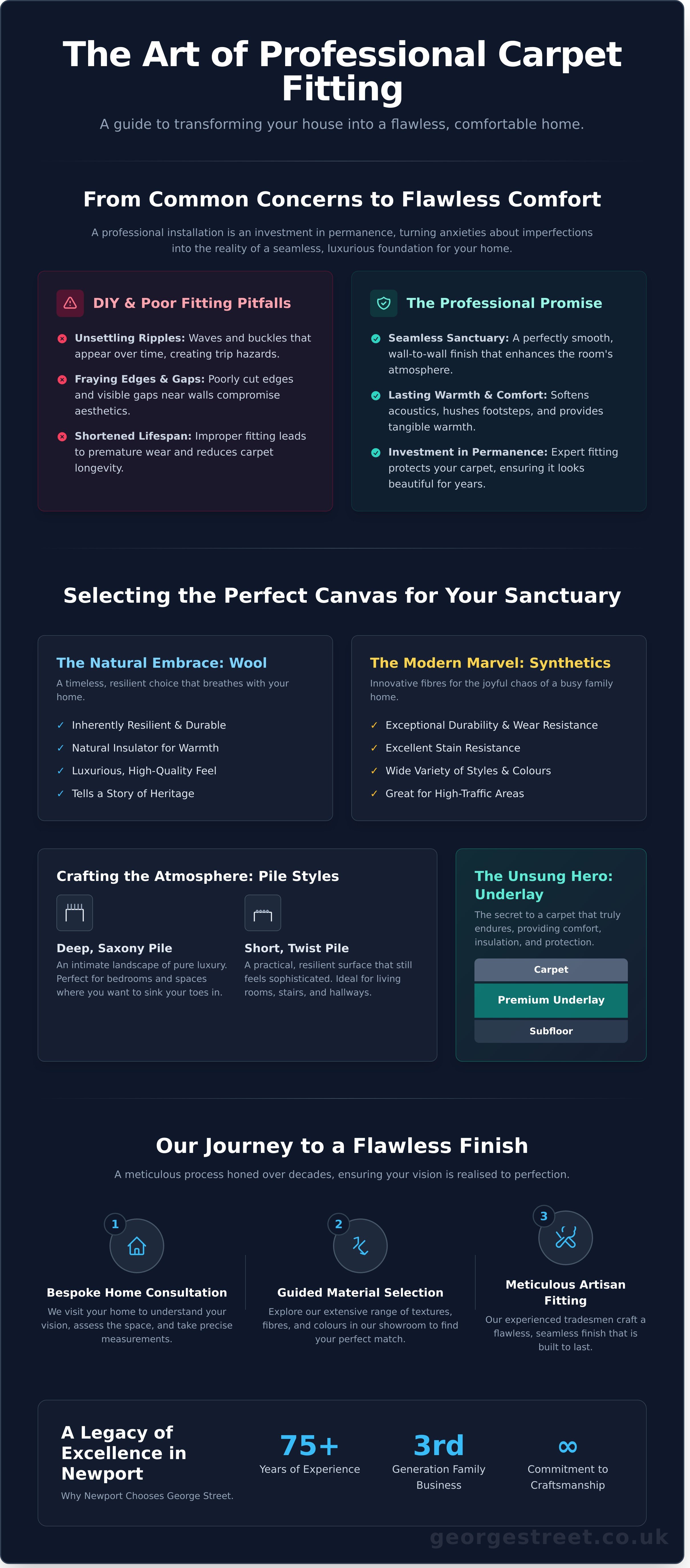 Carpet fitting Newport infographic - visual guide