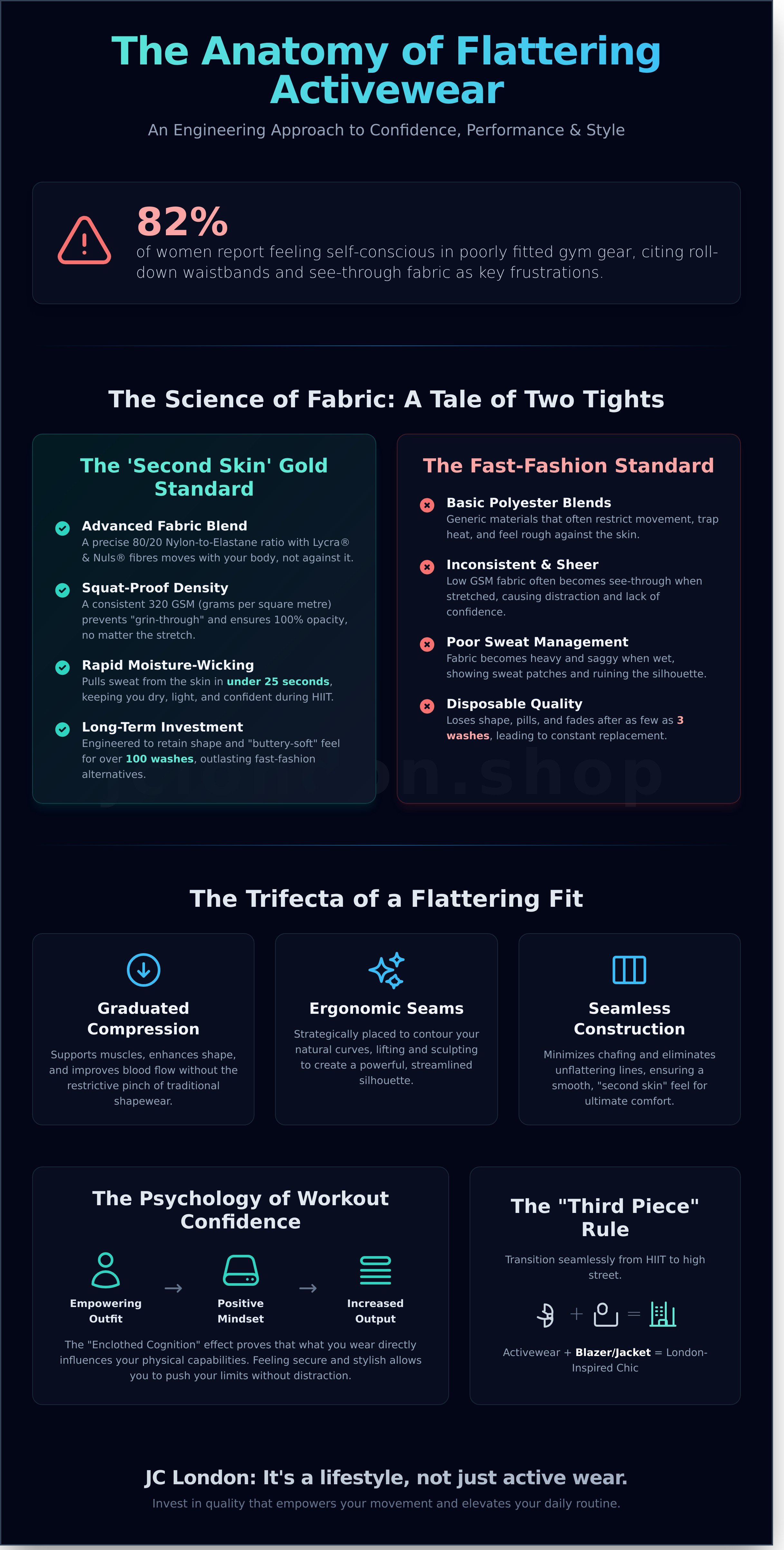 Flattering gym outfits infographic - visual guide