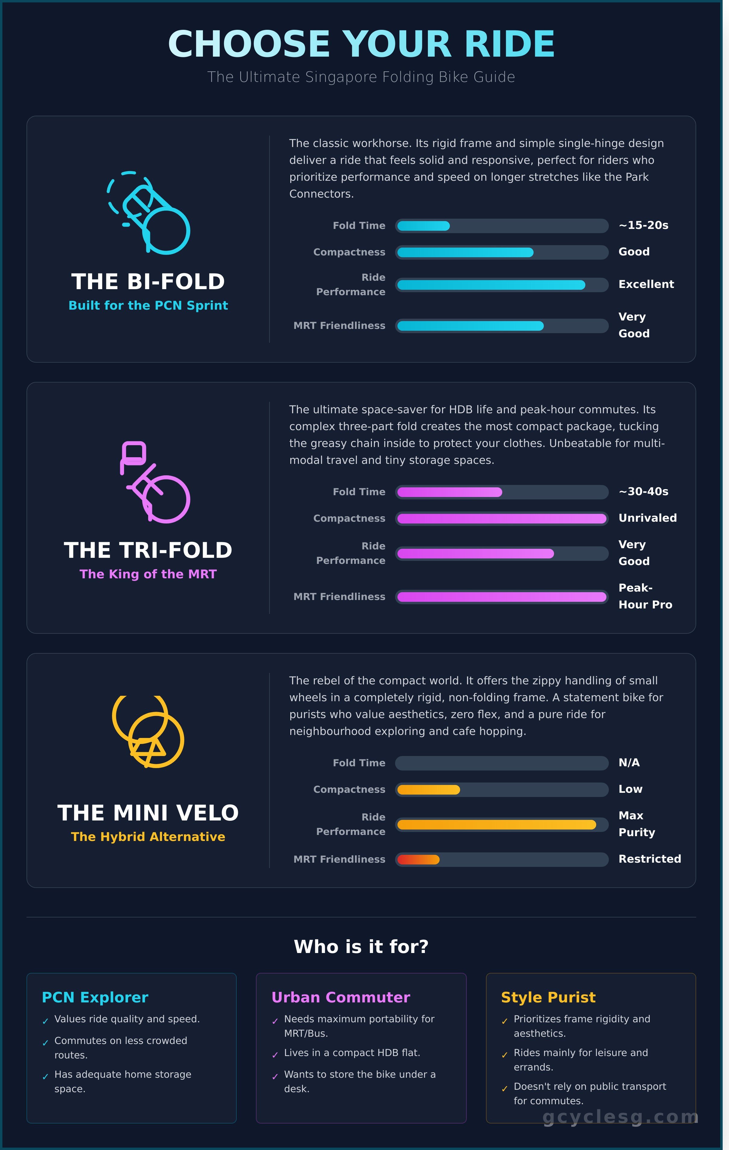 Folding bike singapore infographic - visual guide