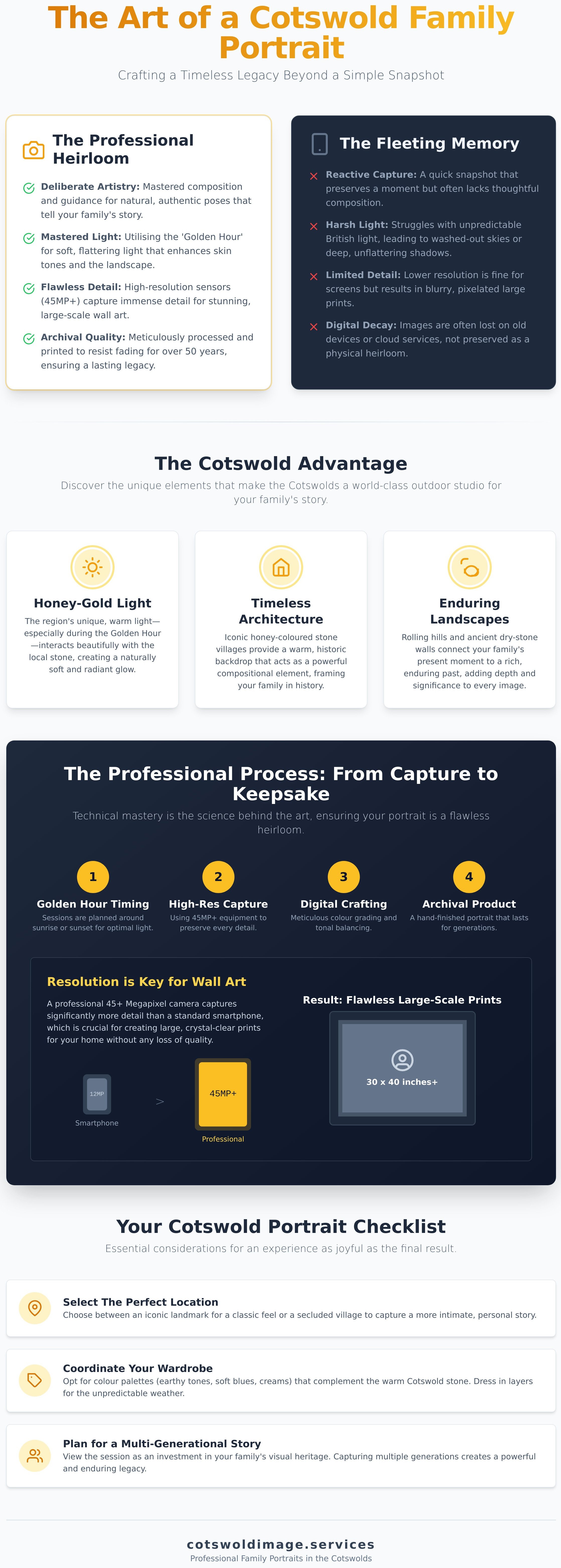 Family portraits cotswolds infographic - visual guide