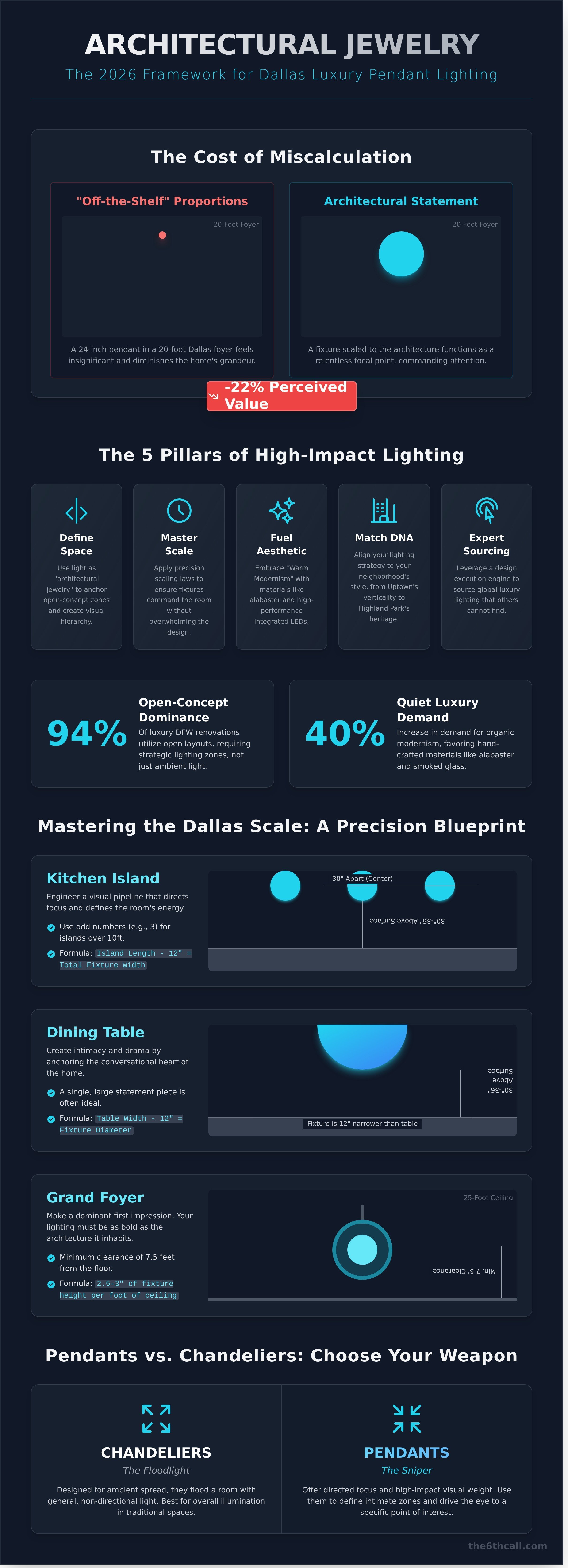 Modern pendant lighting Dallas infographic - visual guide