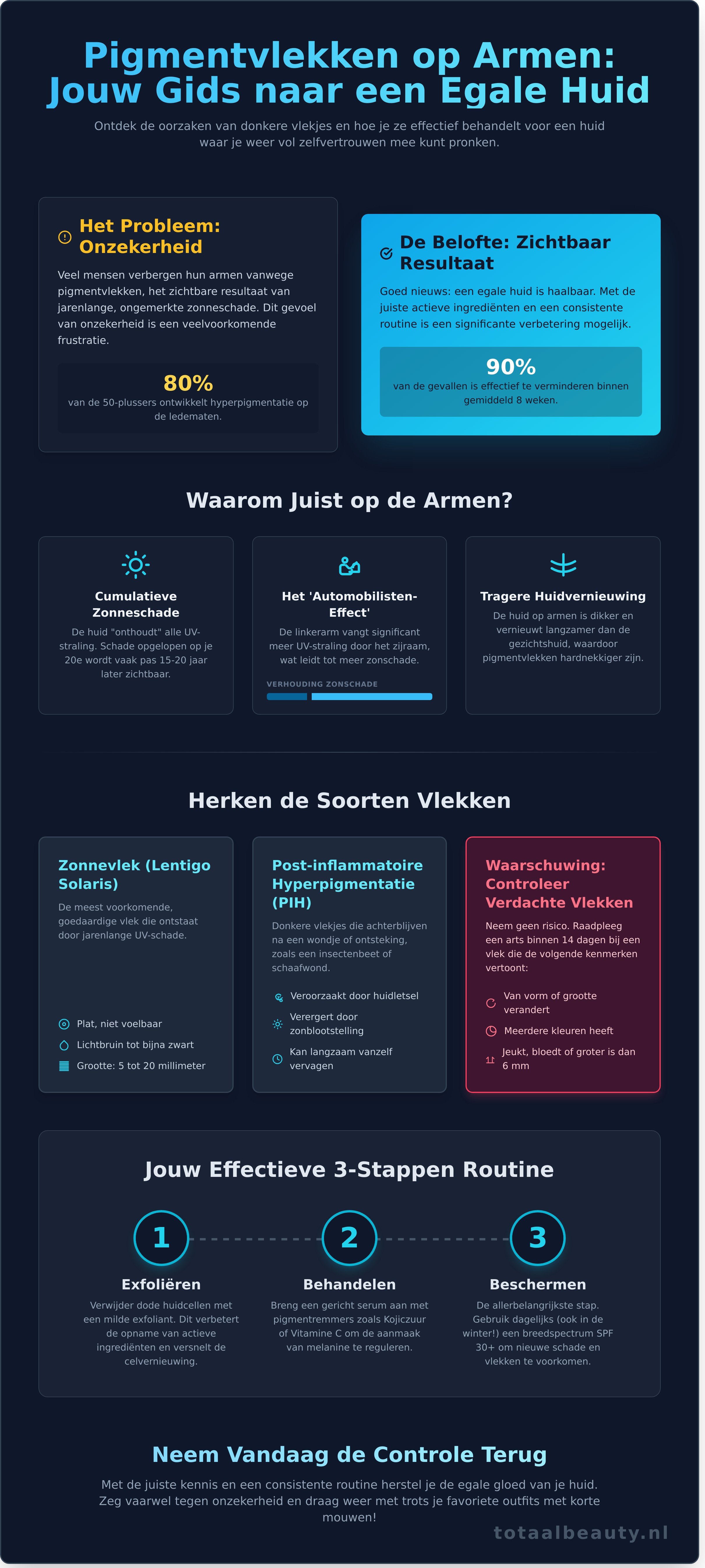 Pigmentvlekken op armen infographic - visual guide