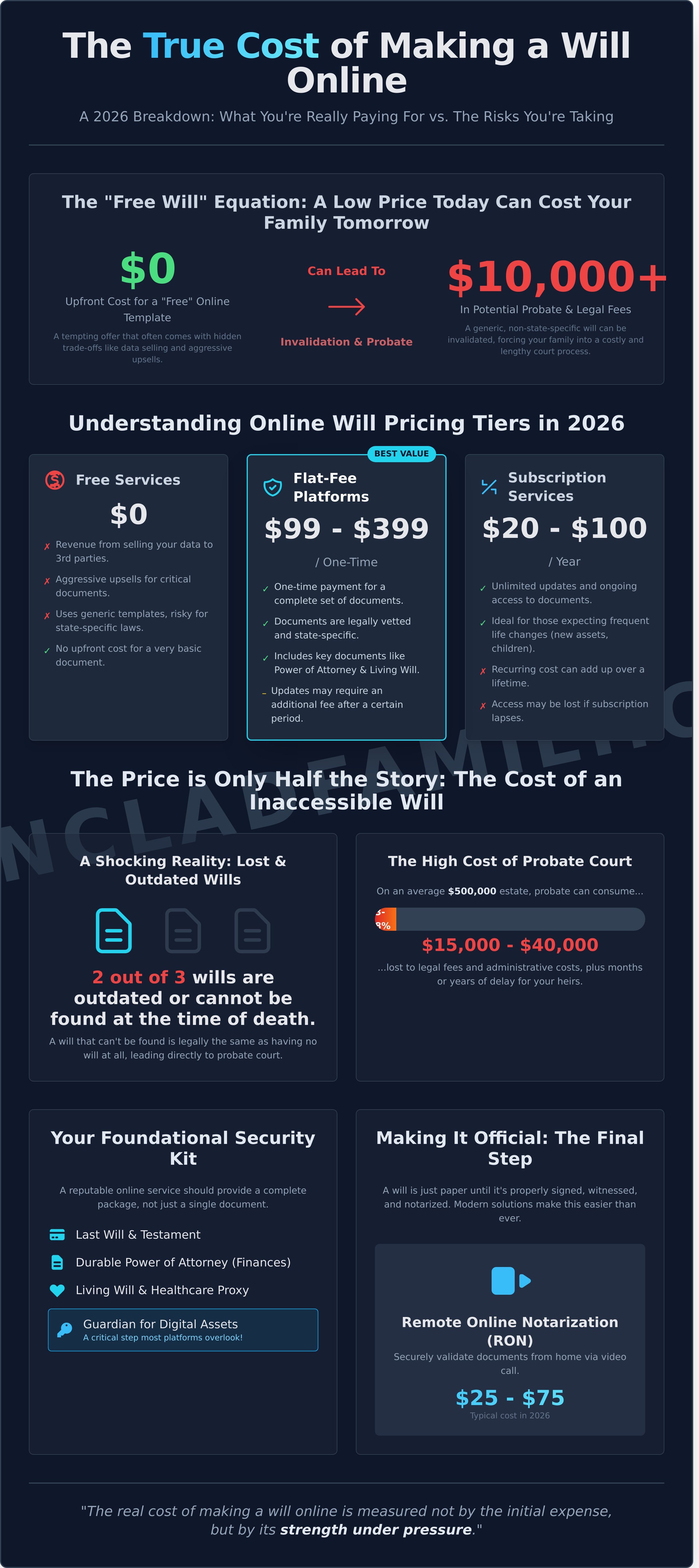 Cost of making a will online infographic - visual guide