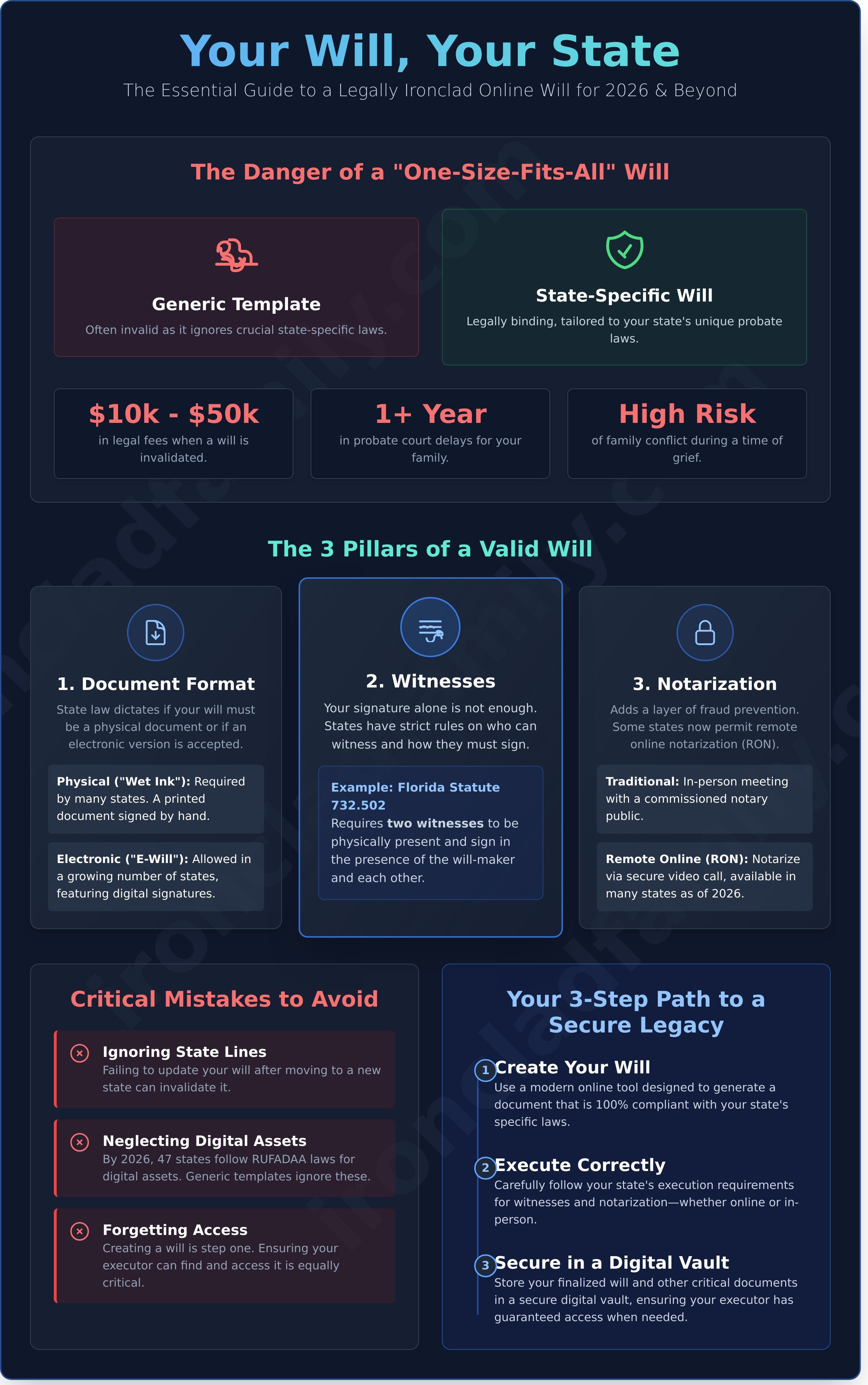 State-specific will online infographic - visual guide