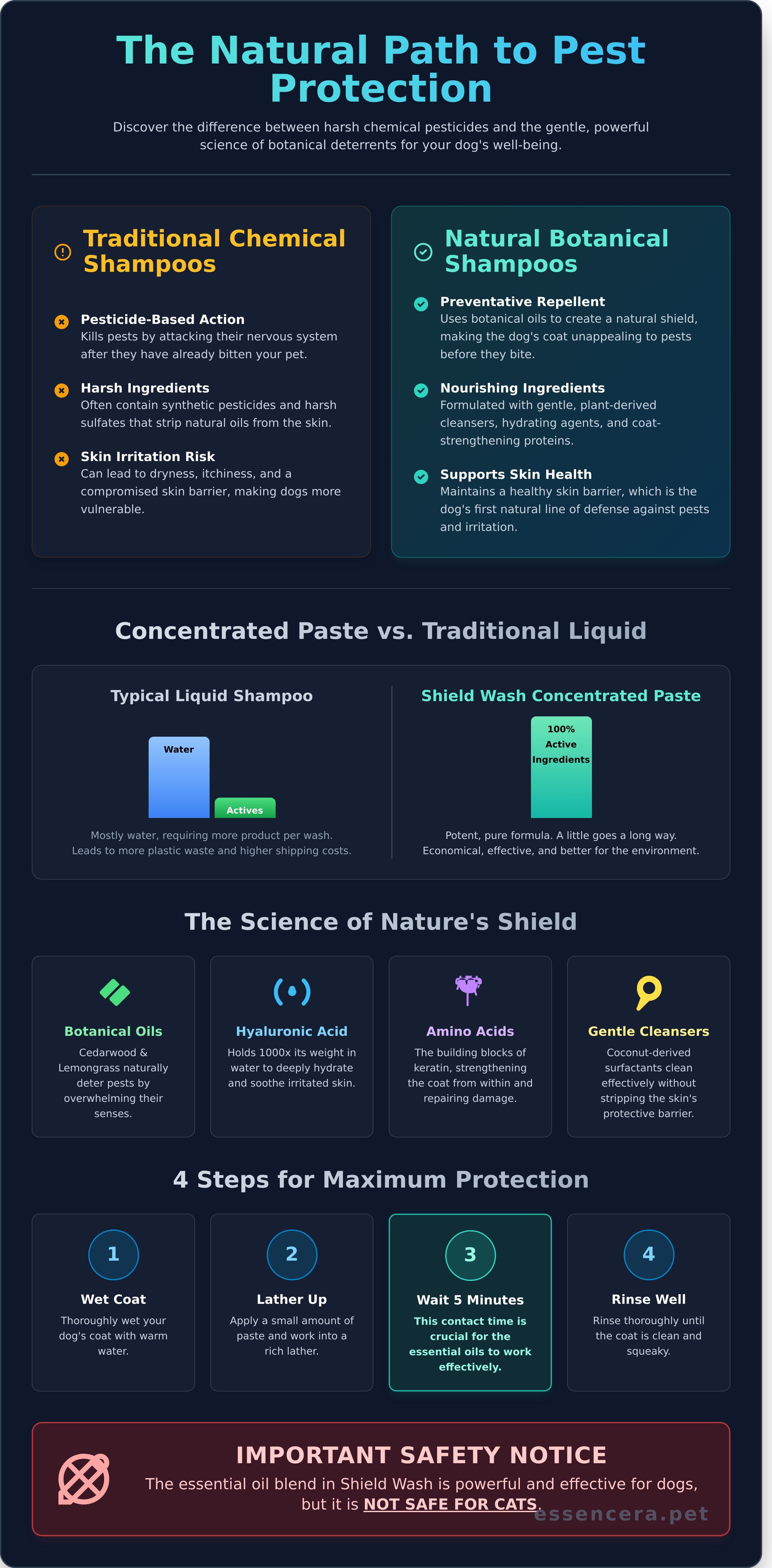 Natural flea and tick shampoo for dogs infographic - visual guide
