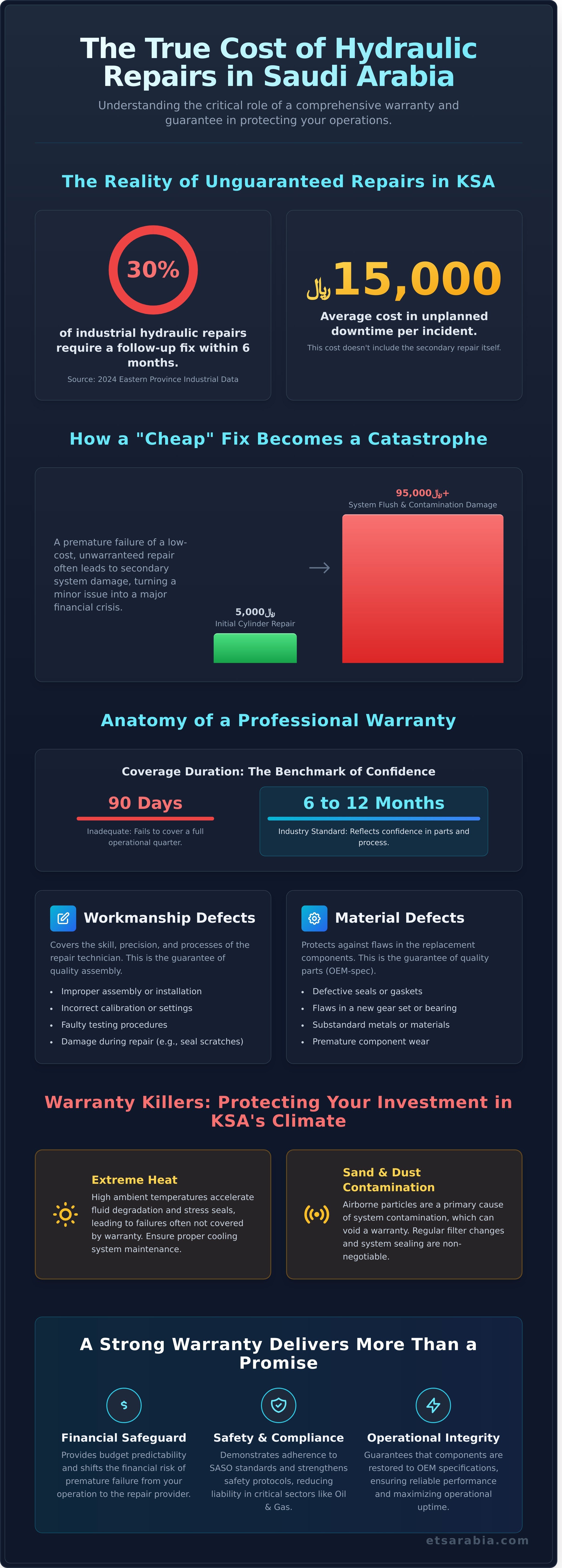 Hydraulic repair warranty and guarantee