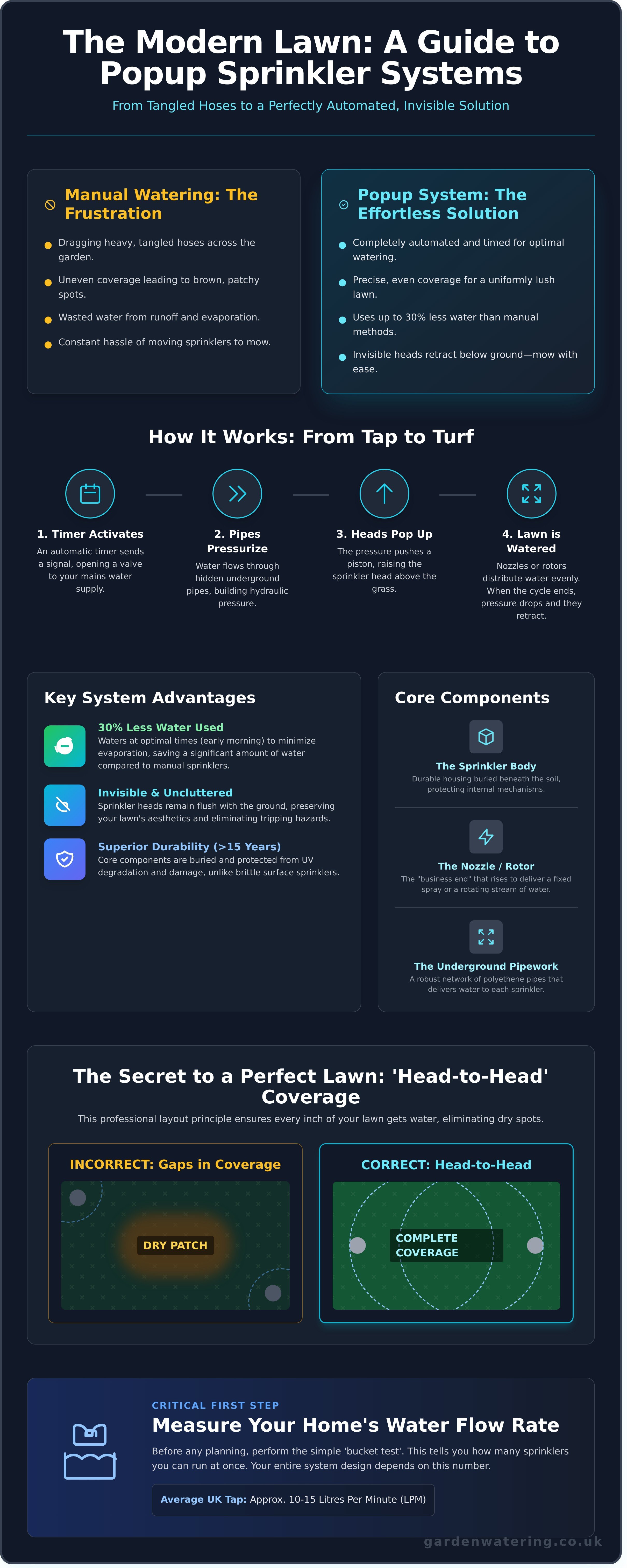 Popup sprinkler system infographic - visual guide