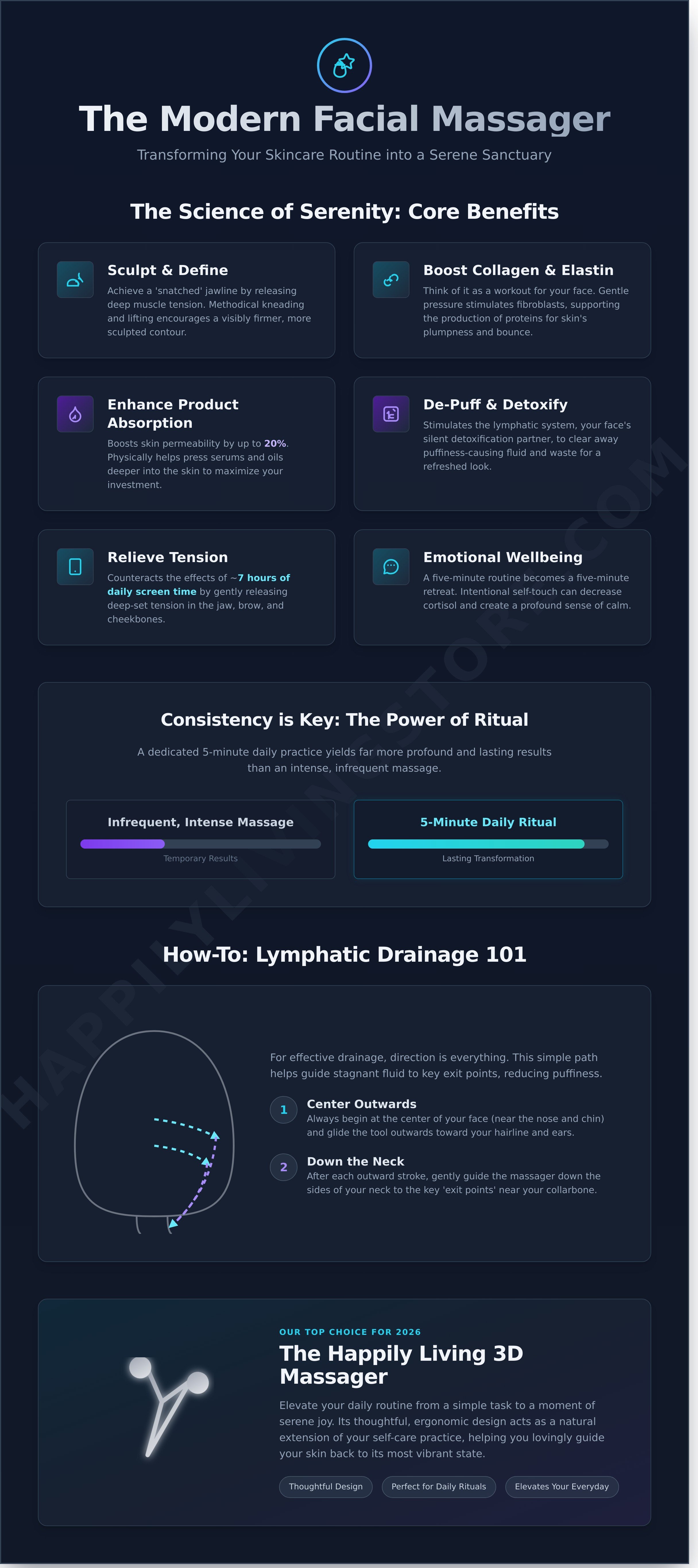 Facial massager review infographic - visual guide