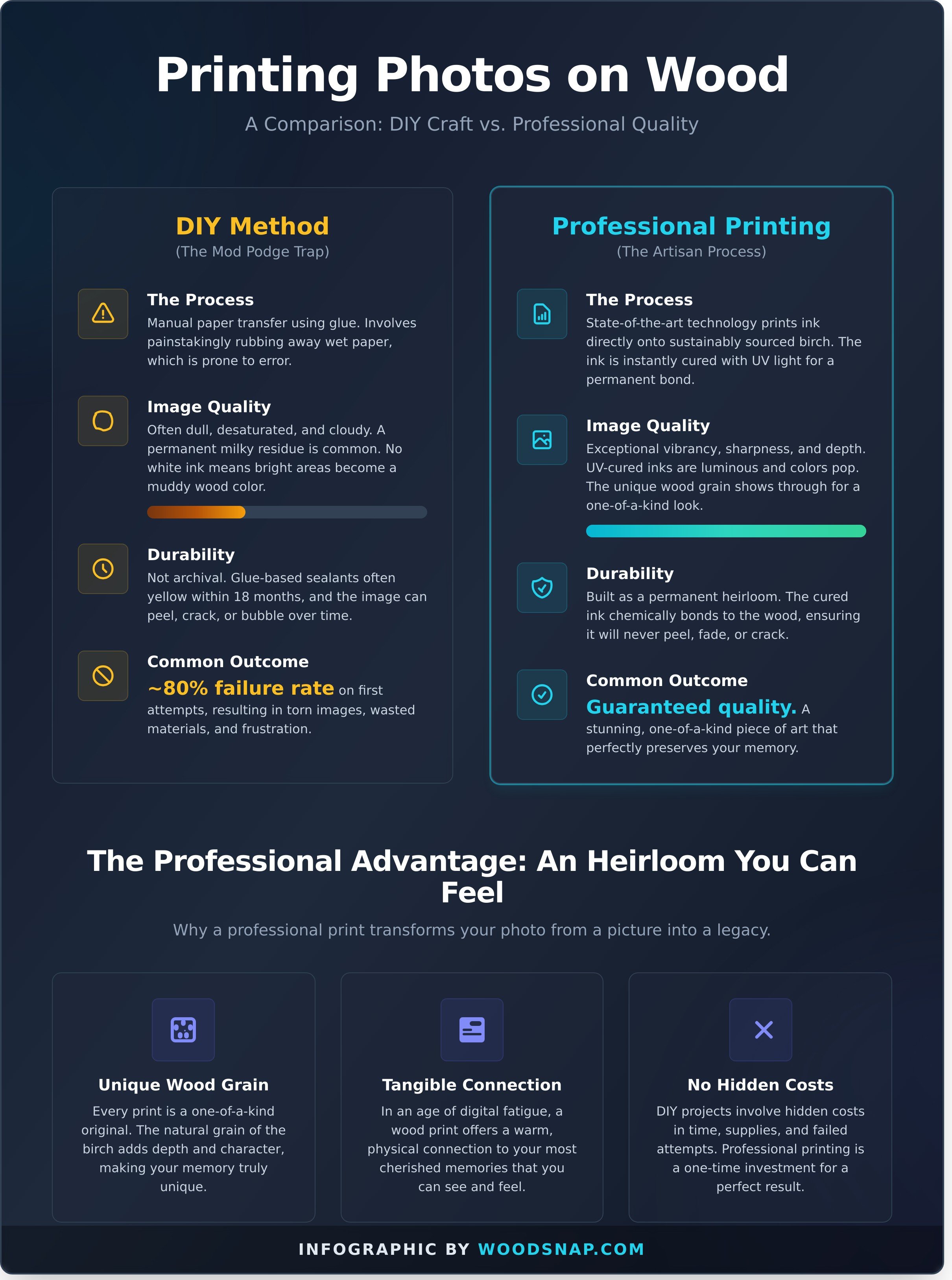 Photos on to wood infographic - visual guide