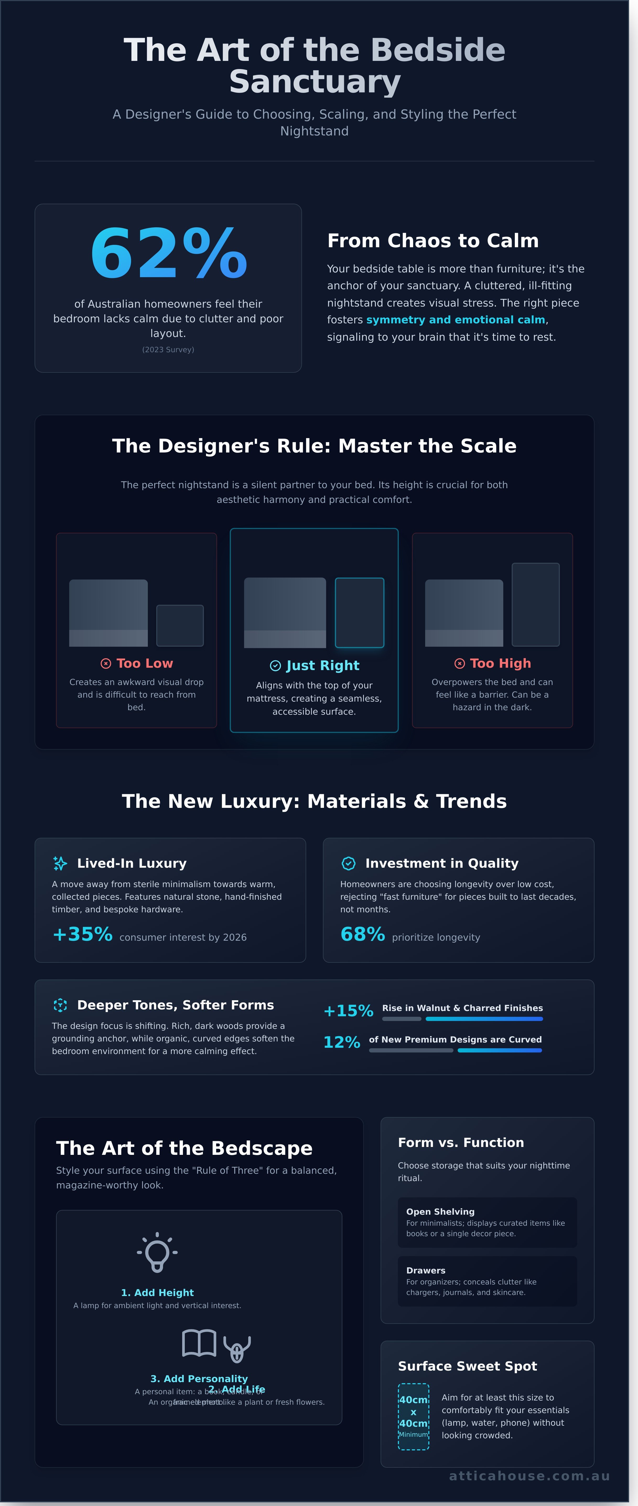 Bedside tables infographic - visual guide