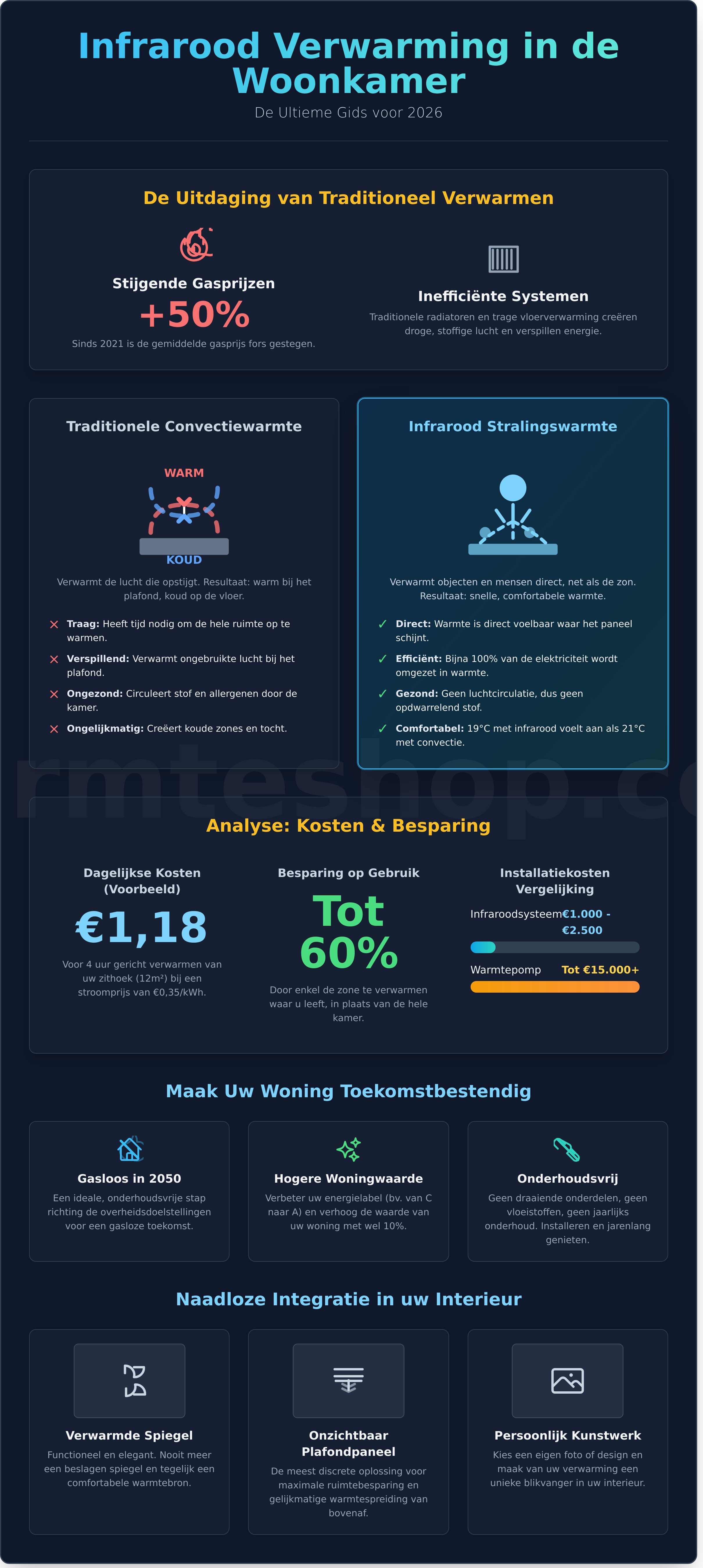 Infographie sur le chauffage infrarouge dans le salon - guide visuel
