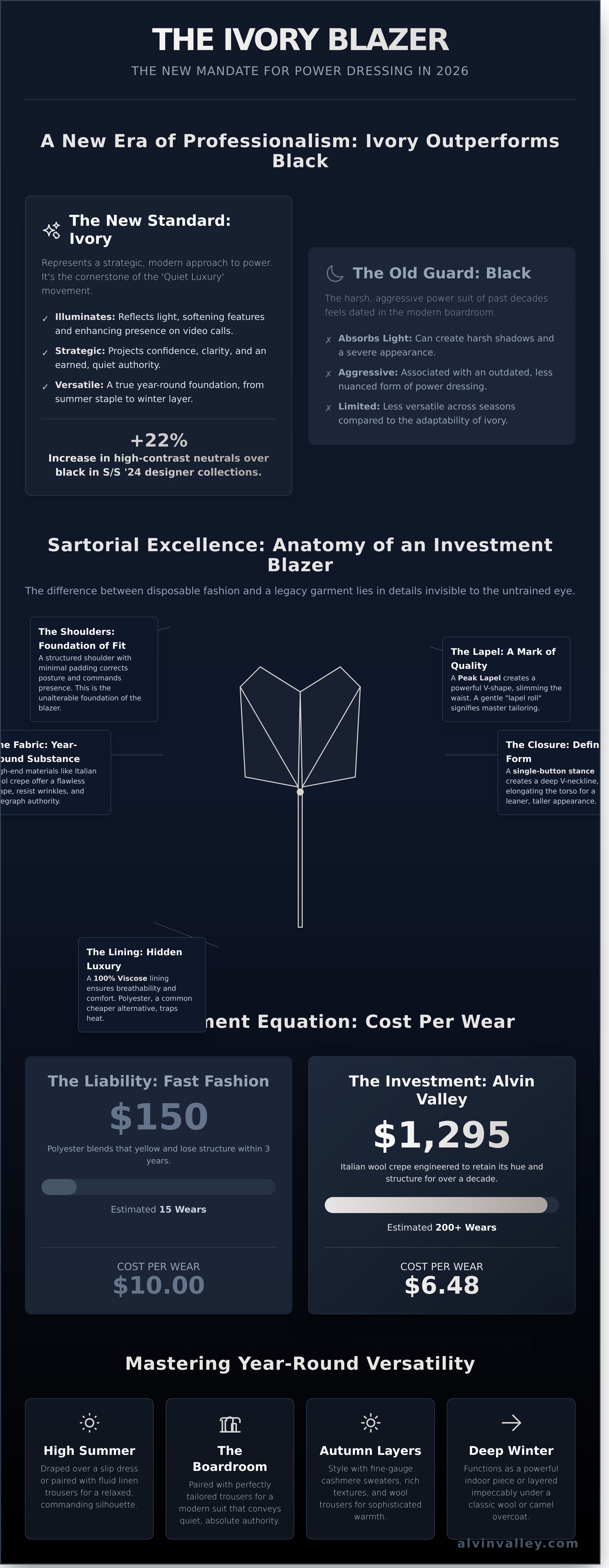 Ivory blazer infographic - visual guide