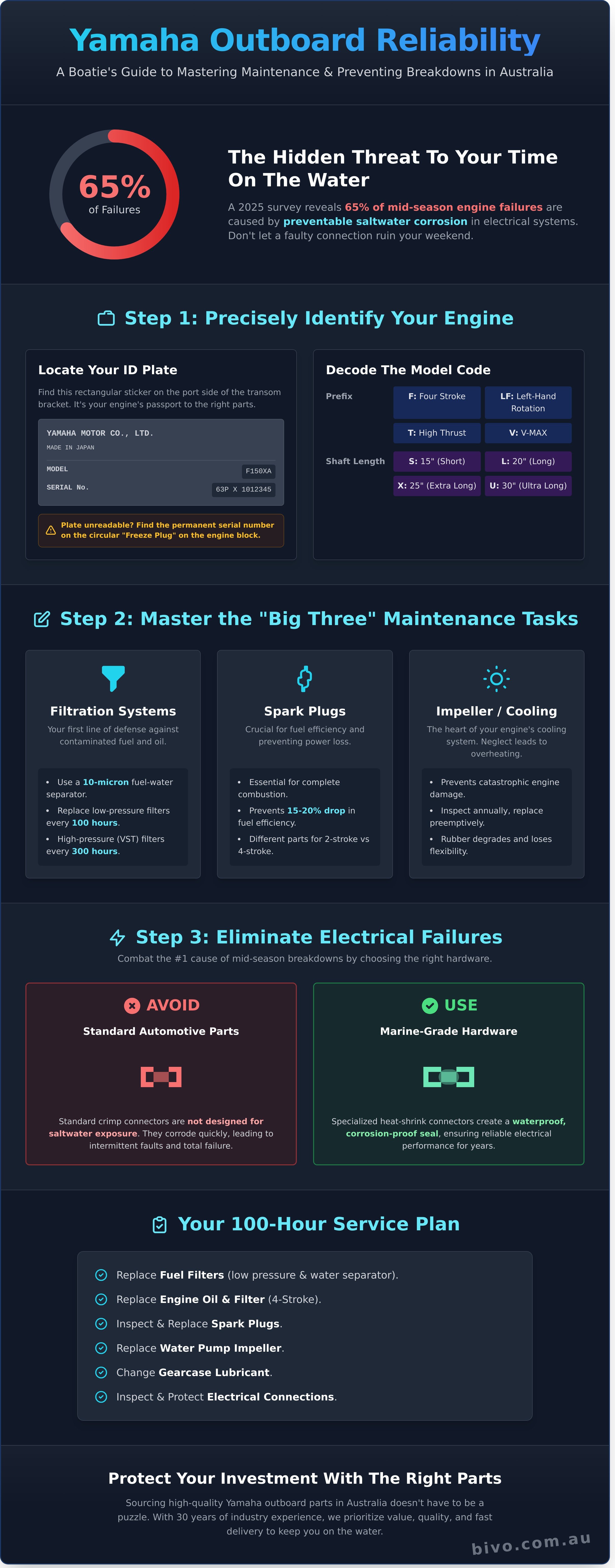 Yamaha outboard parts infographic - visual guide