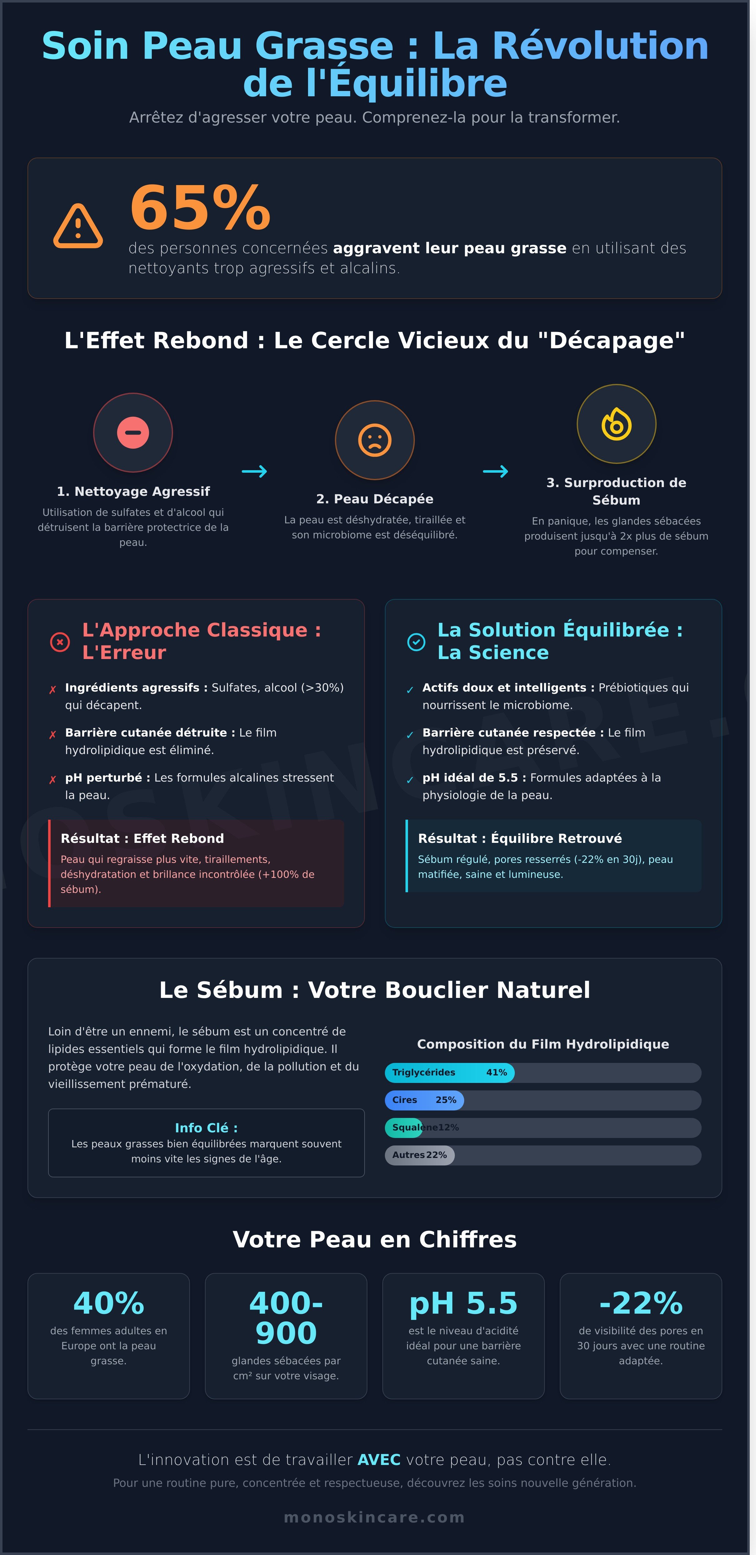 Soin peau grasse infographic - visual guide