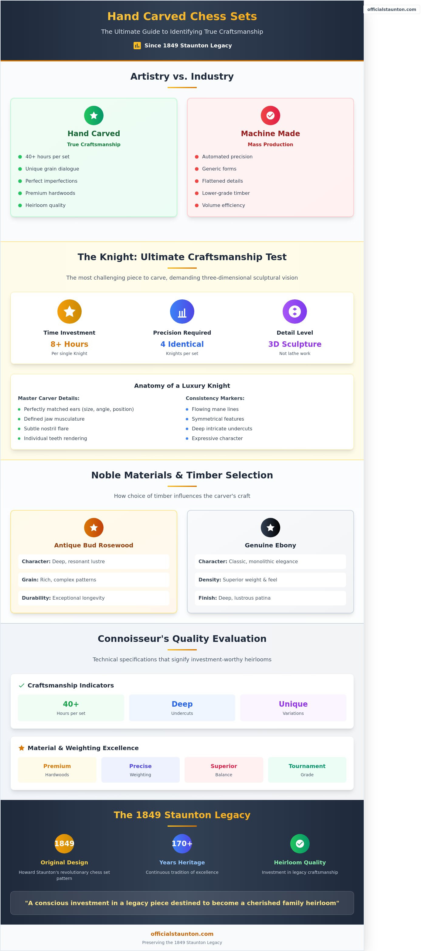 Hand carved chess set infographic - visual guide
