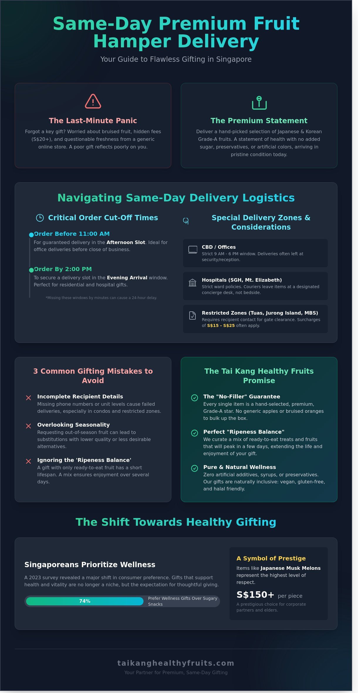 Fruit hamper same day delivery infographic - visual guide