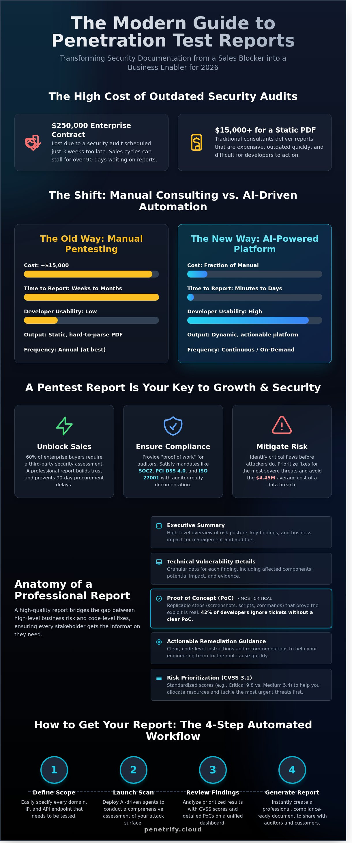 How to get a penetration test report infographic - visual guide