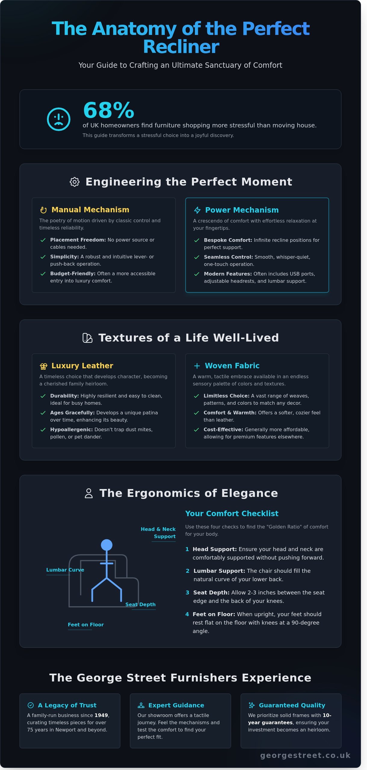 Recliner chair infographic - visual guide