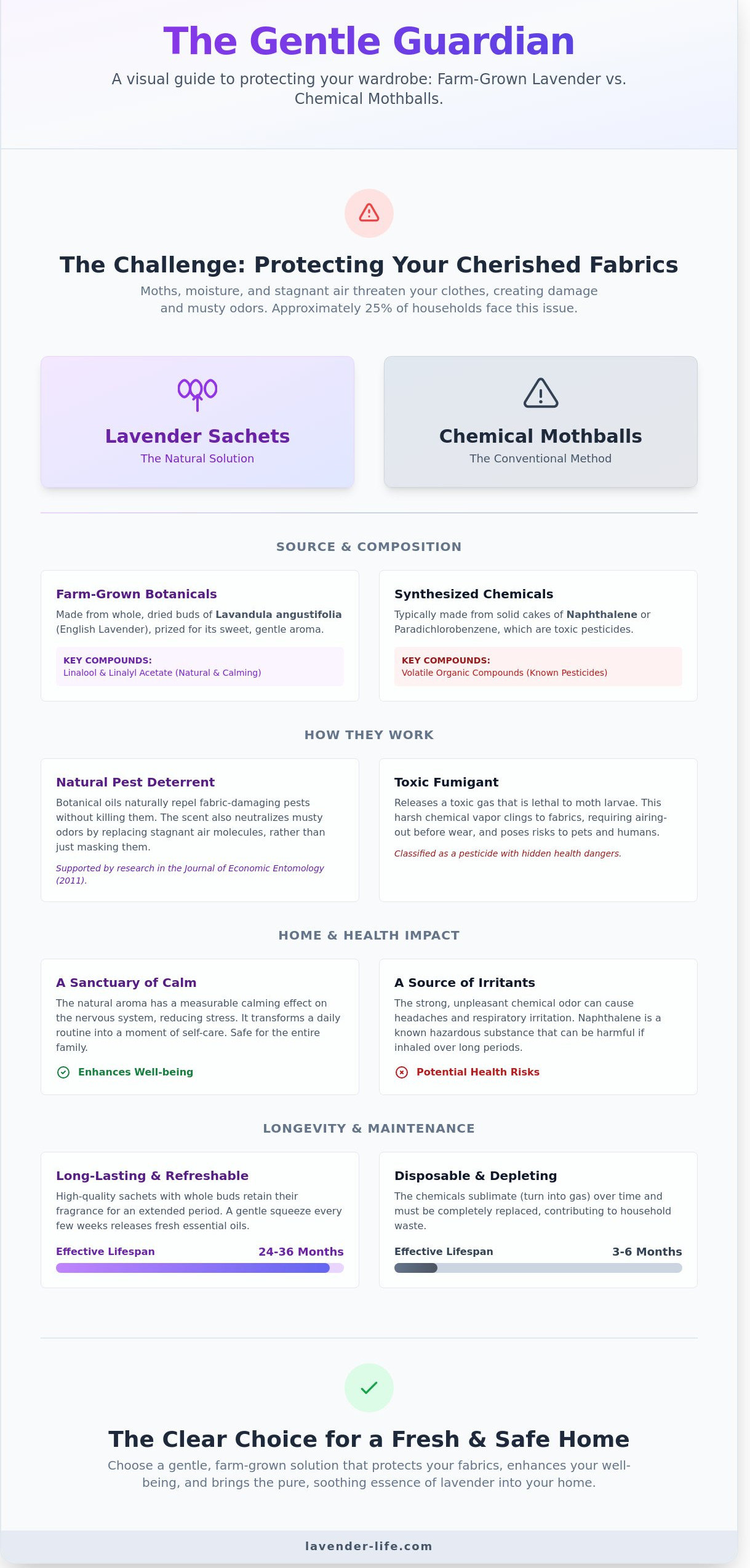 Lavender sachets for drawers and closets infographic - visual guide