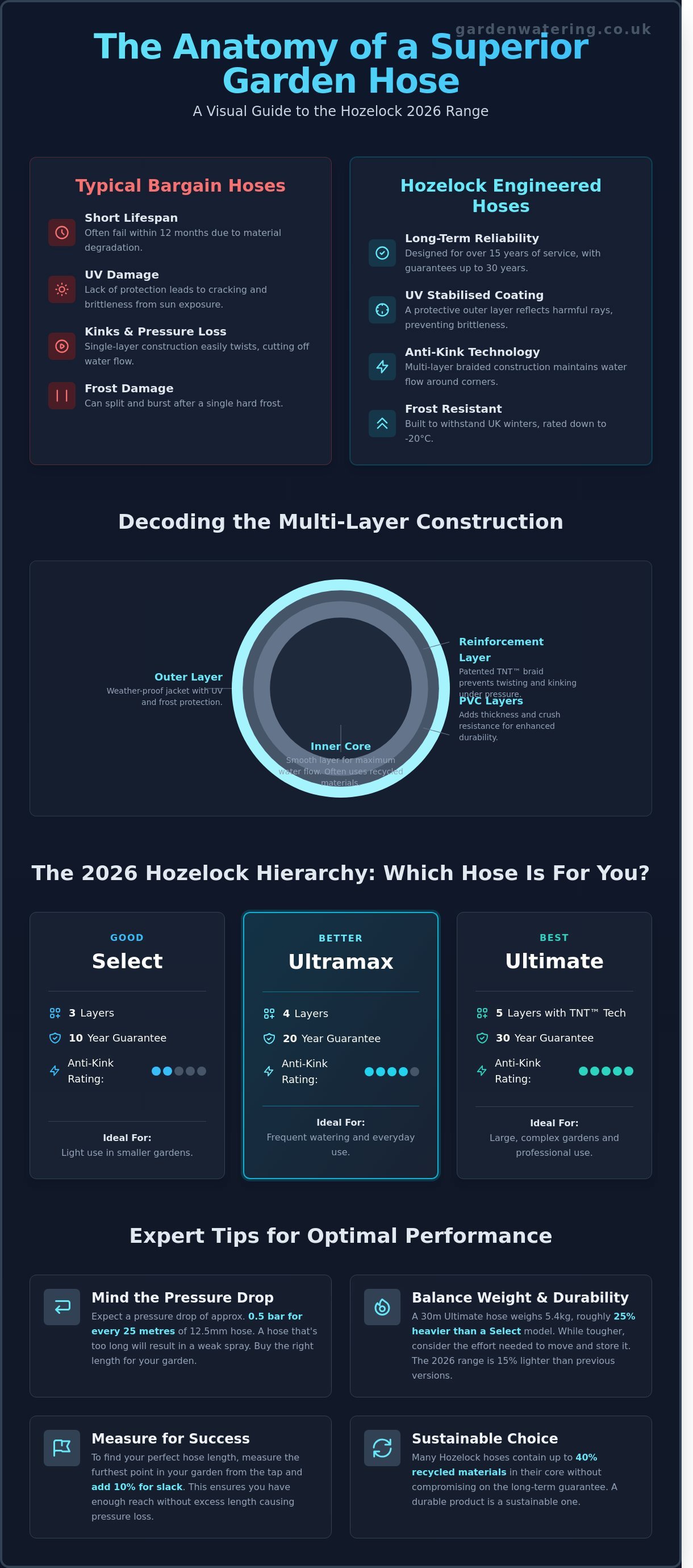 Hozelock Hoses & Hose Pipes infographic - visual guide