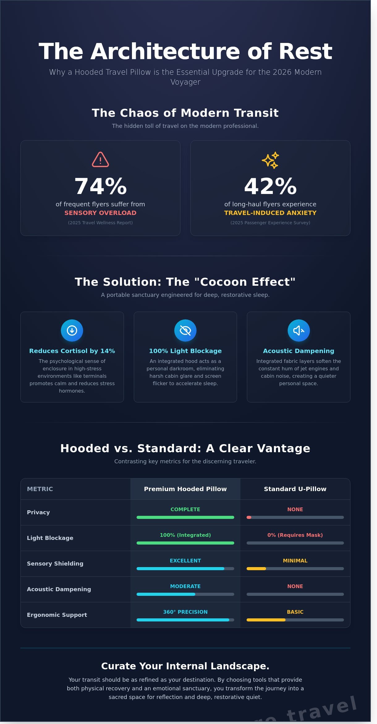 Travel pillow with hood infographic - visual guide
