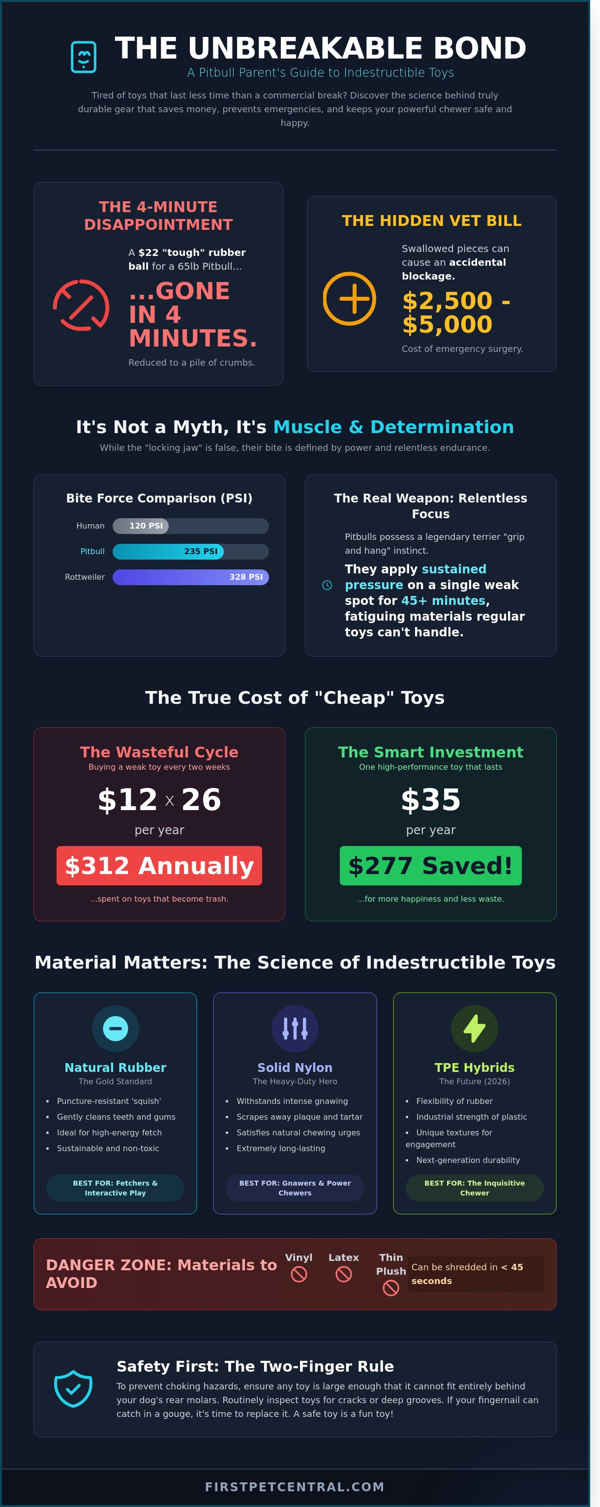 Indestructible dog toys for pitbulls infographic - visual guide