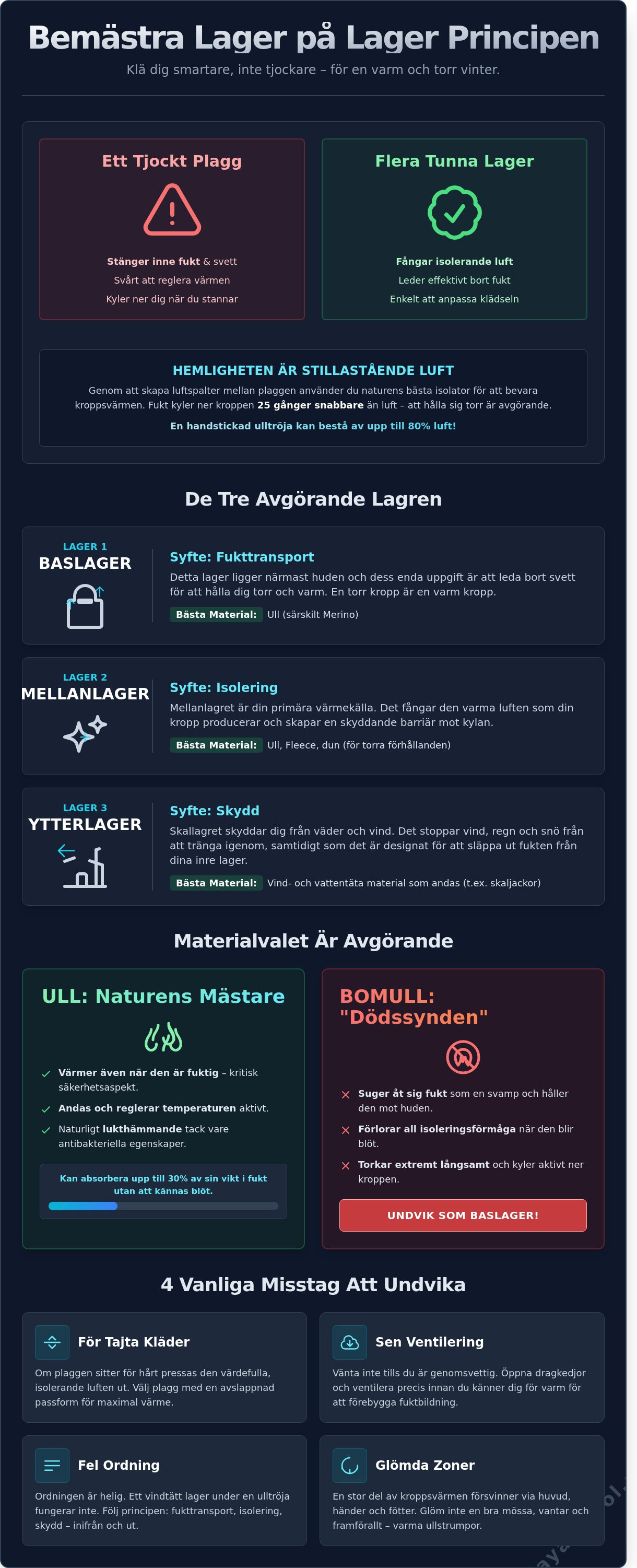 Lager på lager principen infographic - visual guide