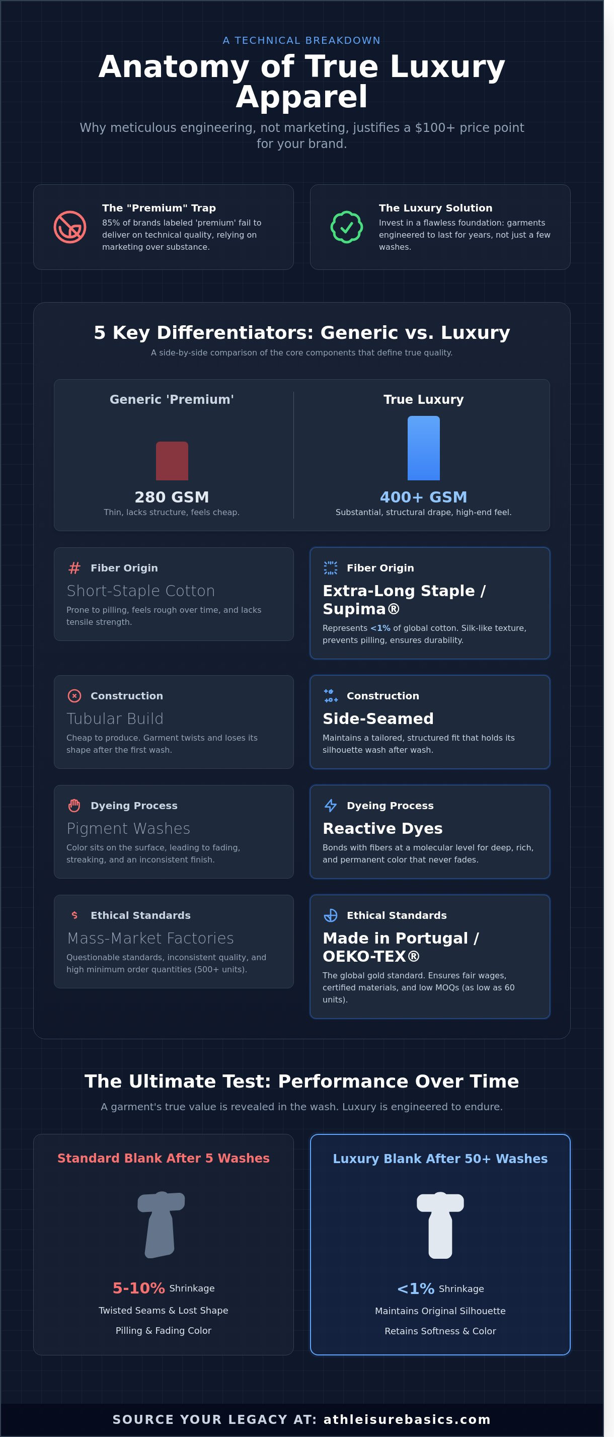 Luxury blank apparel infographic - visual guide