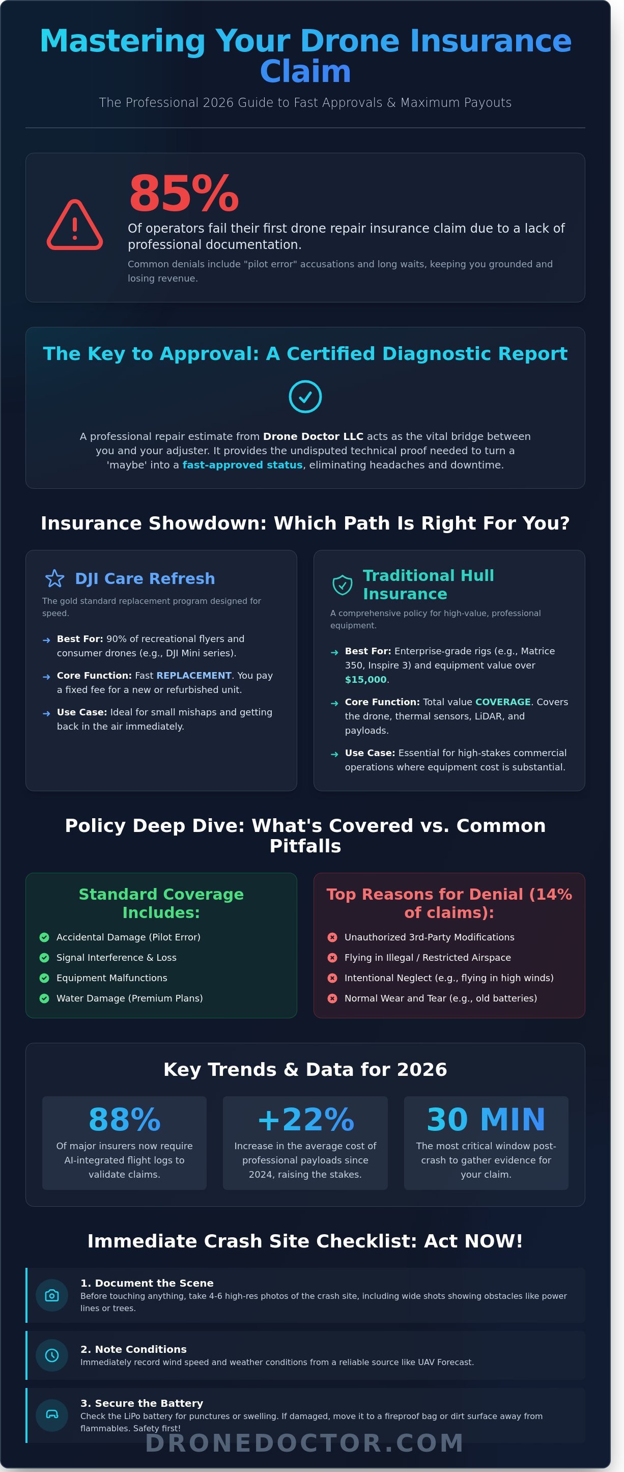 Drone repair insurance claim infographic - visual guide
