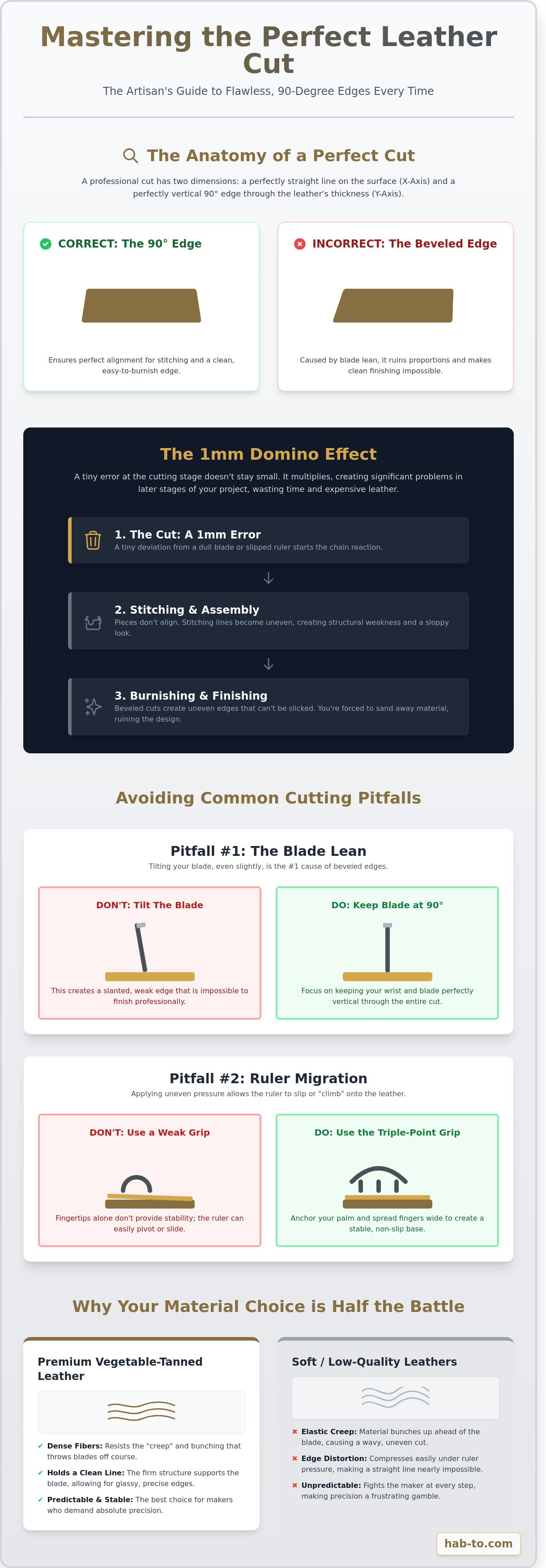 How to cut leather straight infographic - visual guide