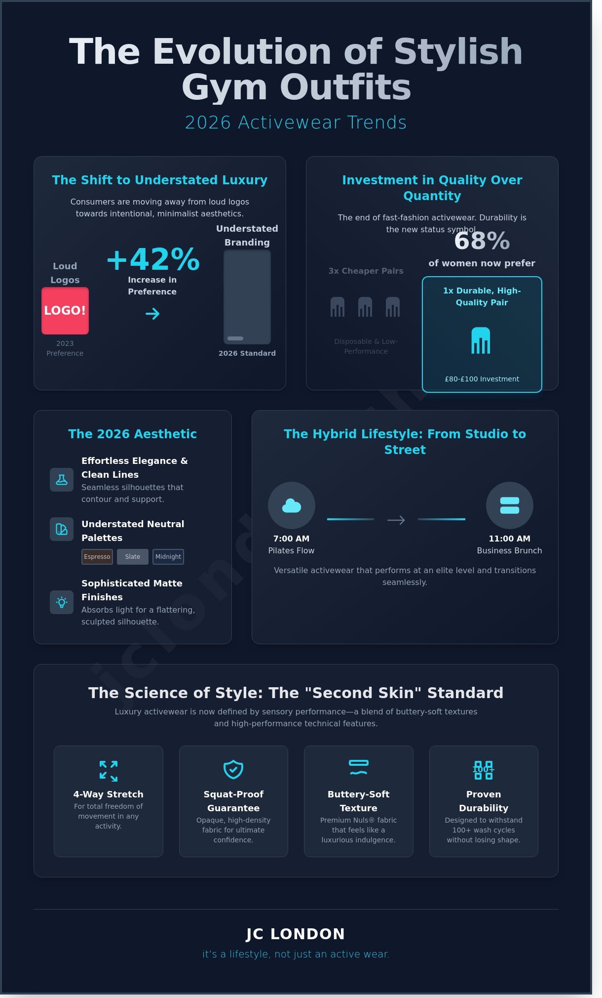 Stylish gym outfits 2026 infographic - visual guide