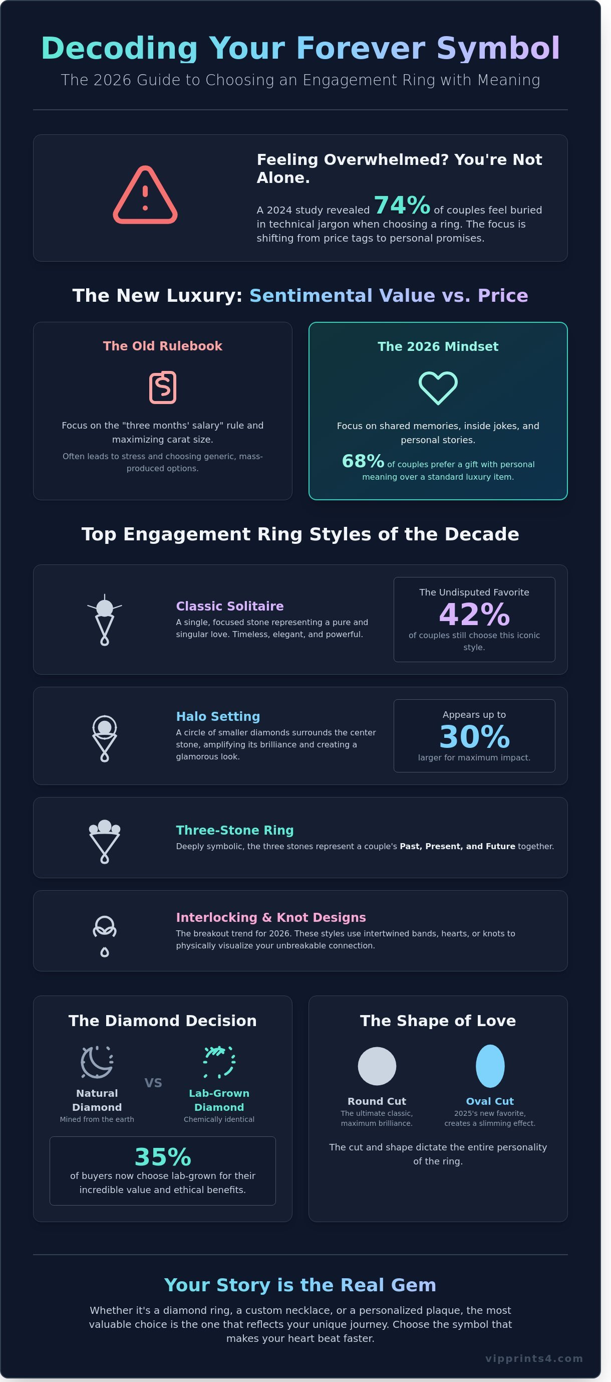 Engagement rings infographic - visual guide