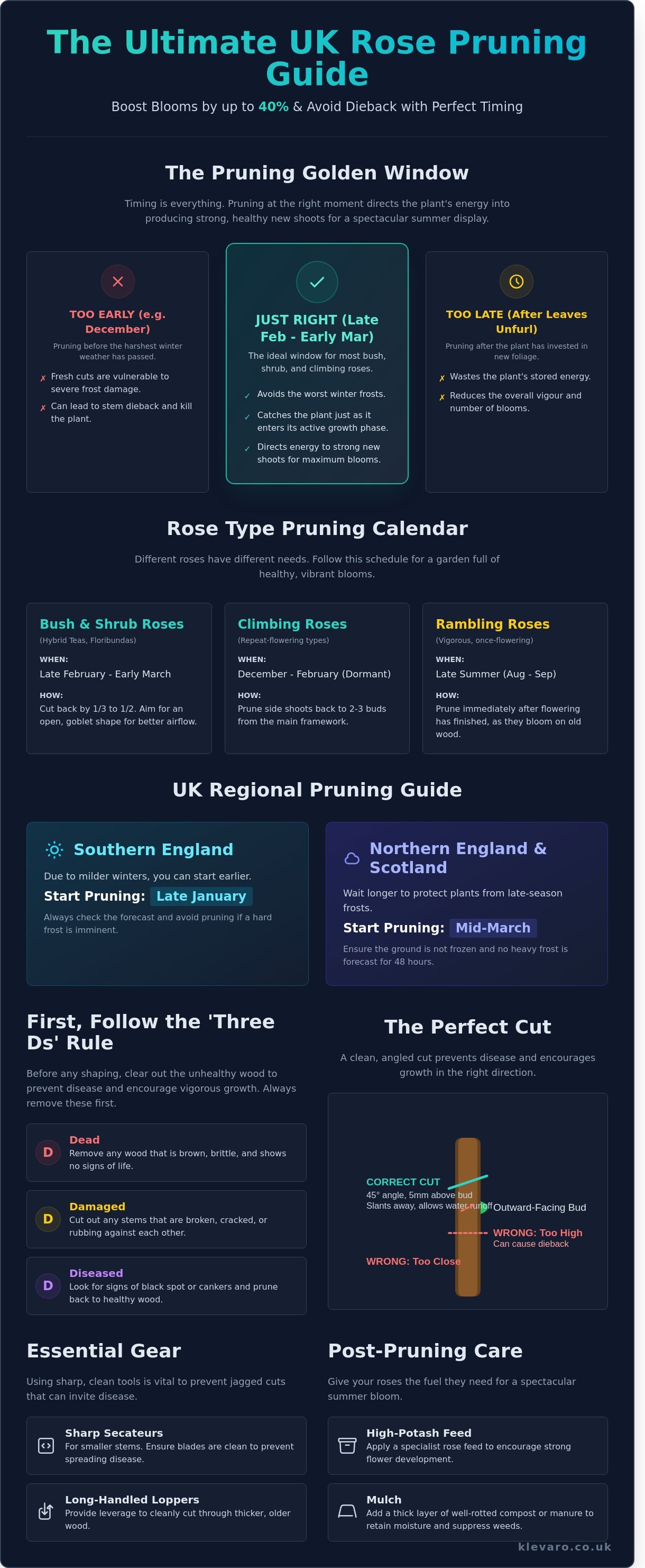 Best time to prune roses uk guide infographic - visual guide
