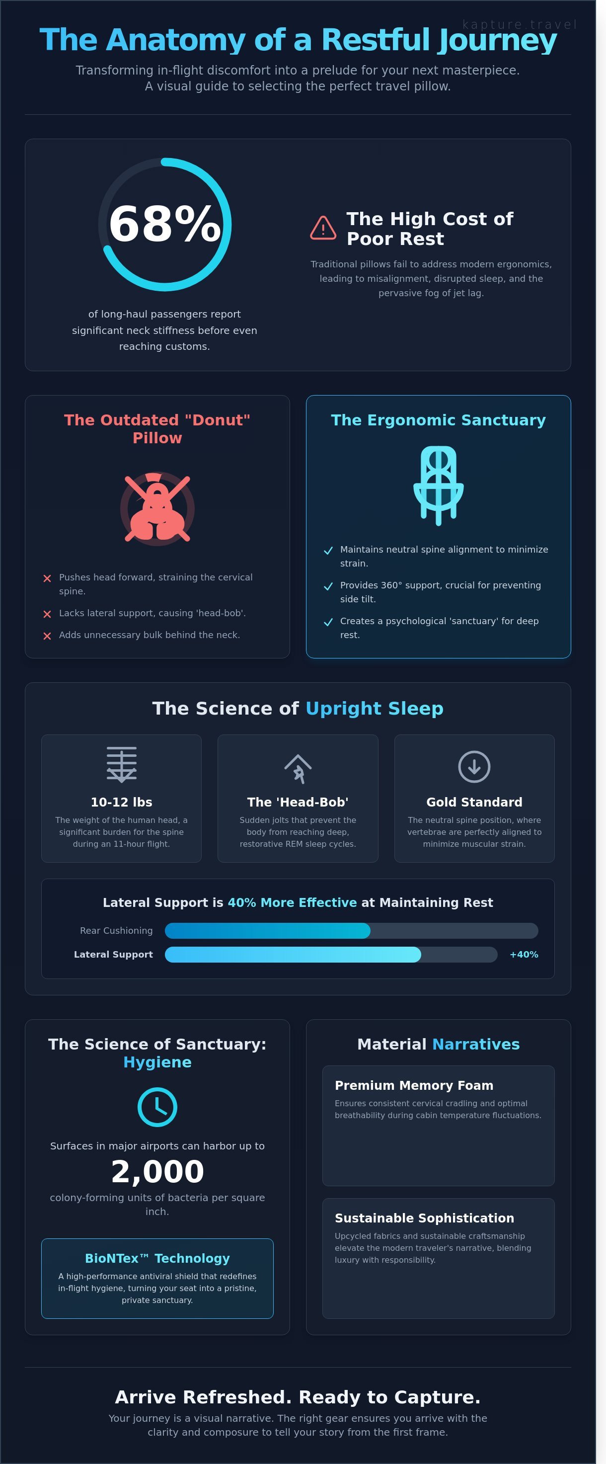 Travel pillow for long flights infographic - visual guide