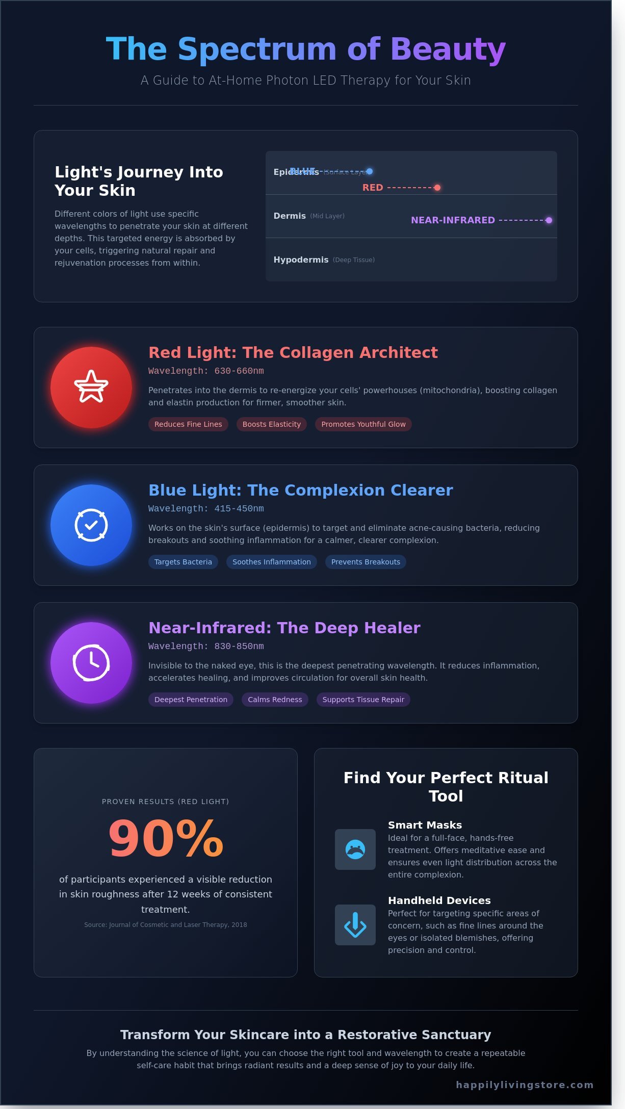 Photon therapy for face at home infographic - visual guide