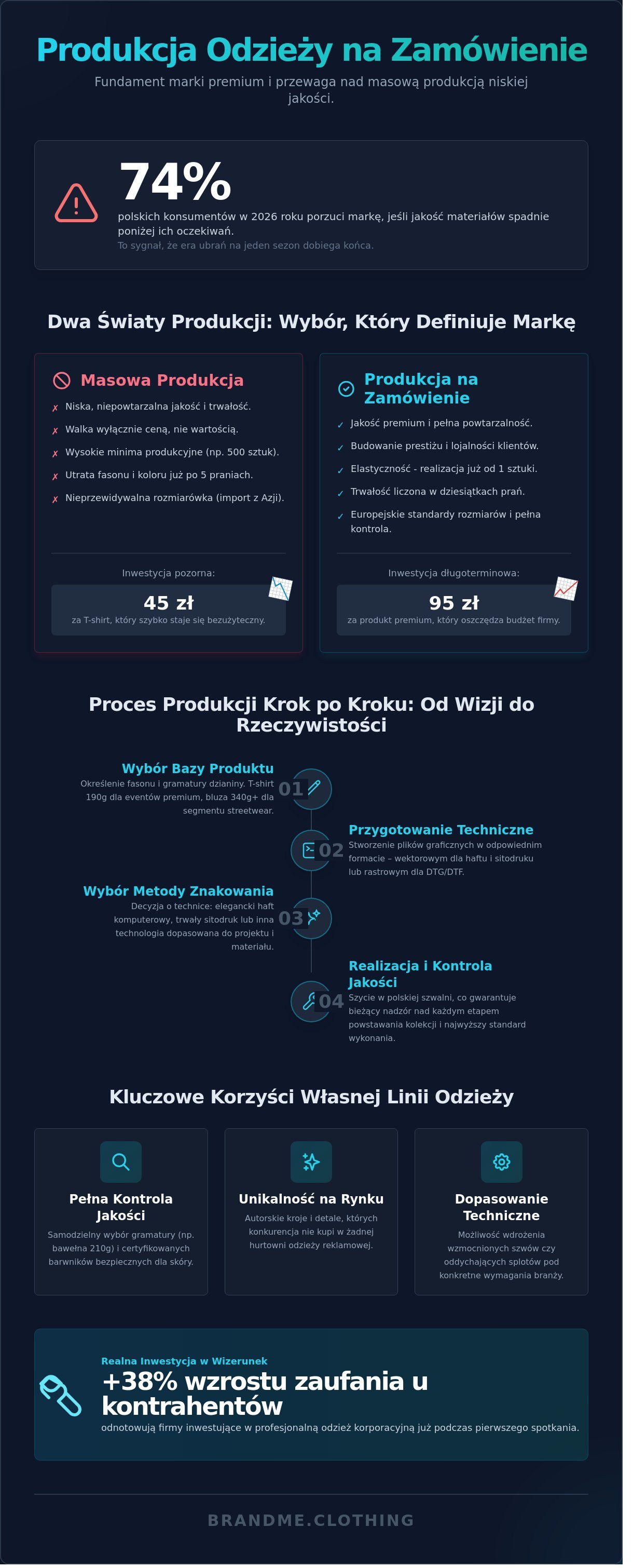 Produkcja odzieży na zamówienie infographic - visual guide