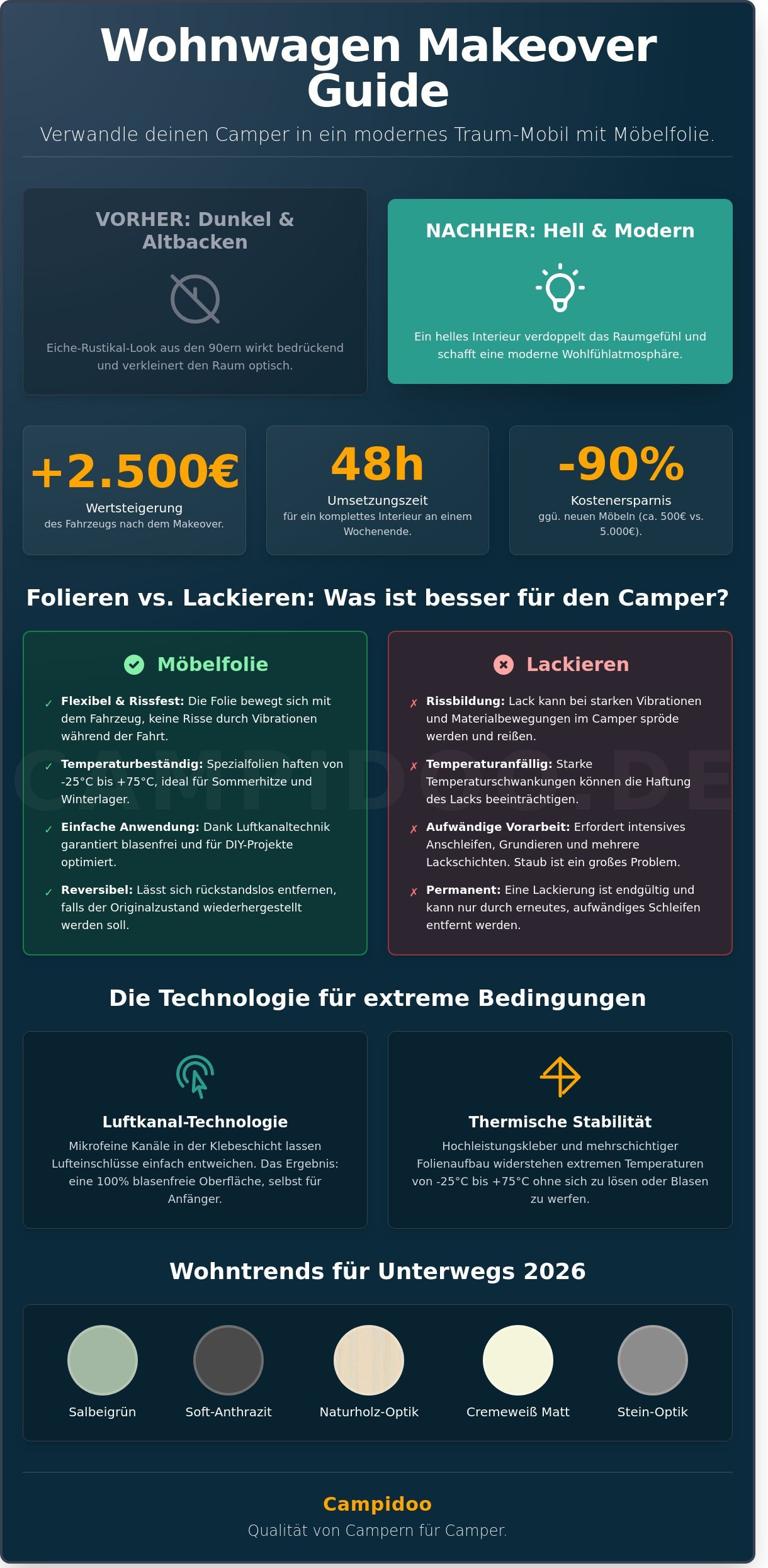Möbelfolie wohnwagen infographic - visual guide