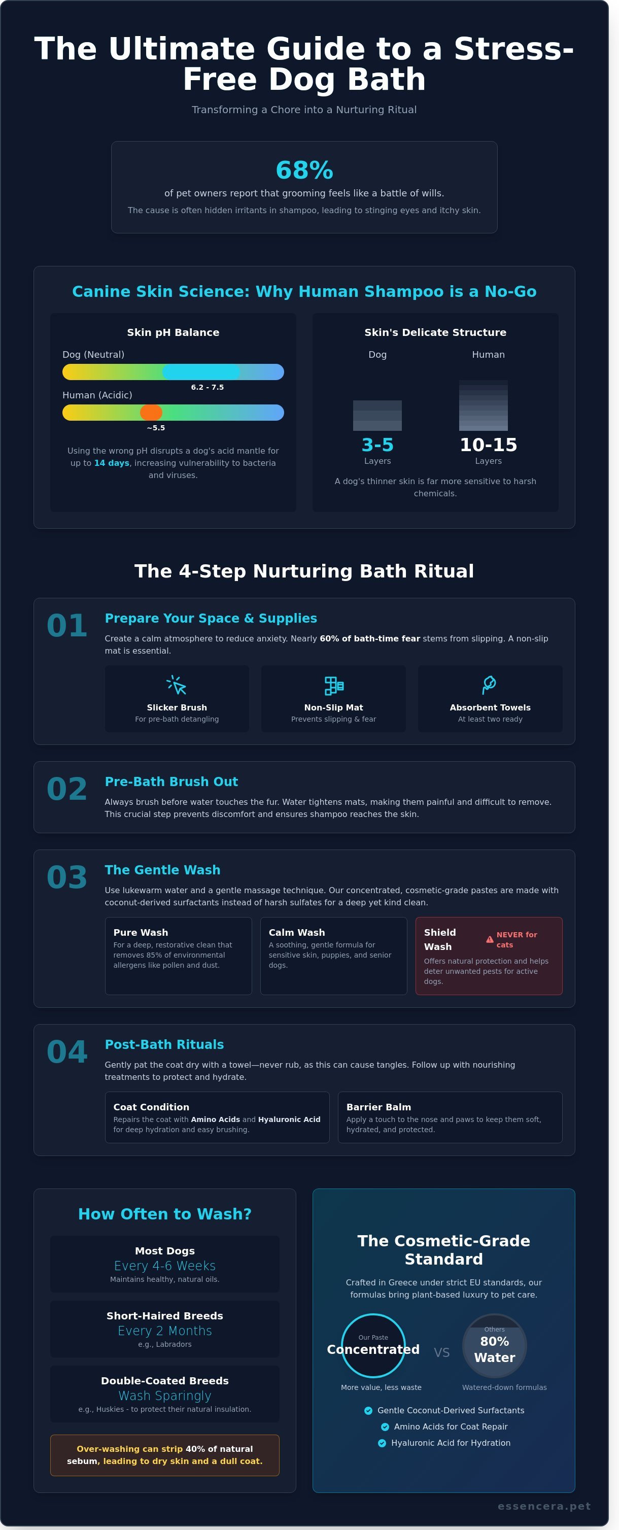 How to bathe a dog properly infographic - visual guide