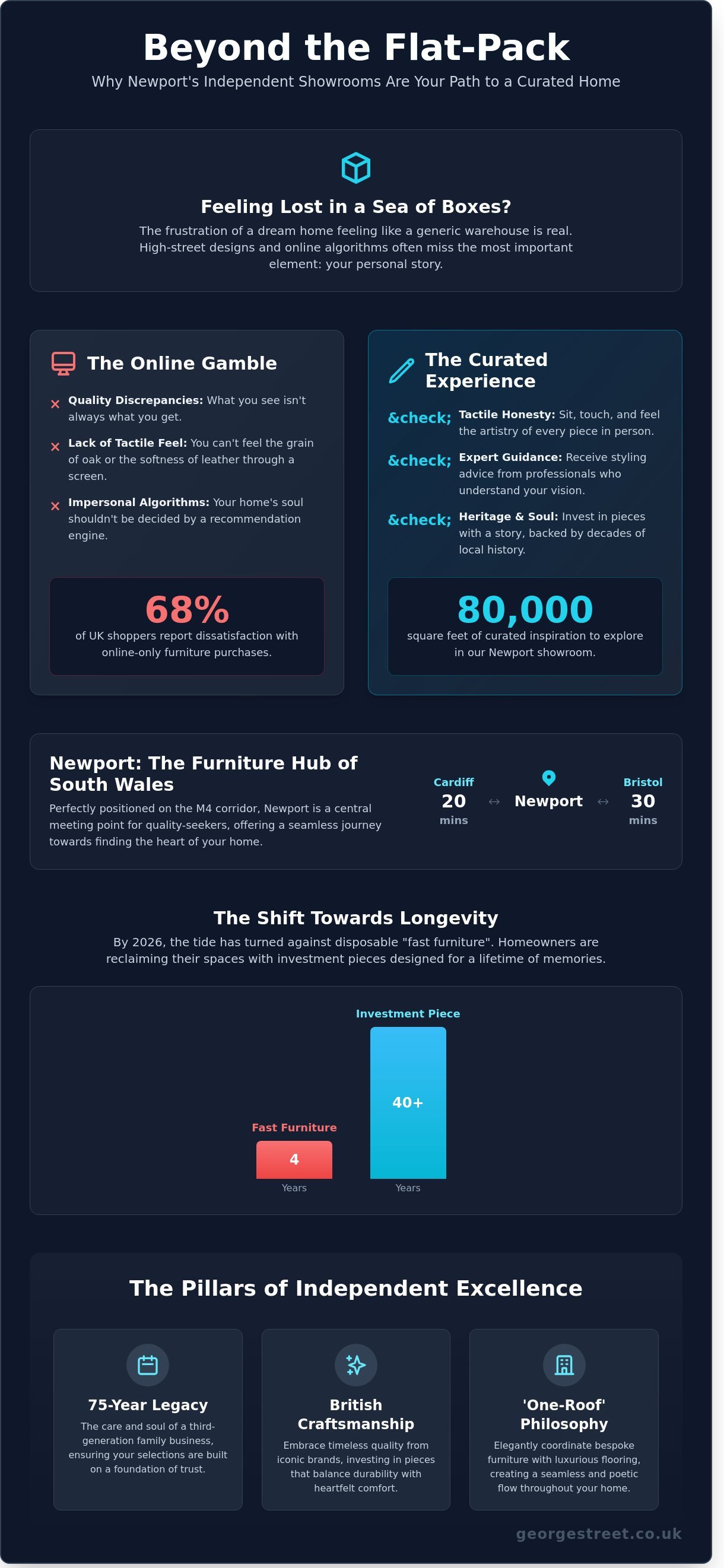 Furniture stores newport infographic - visual guide