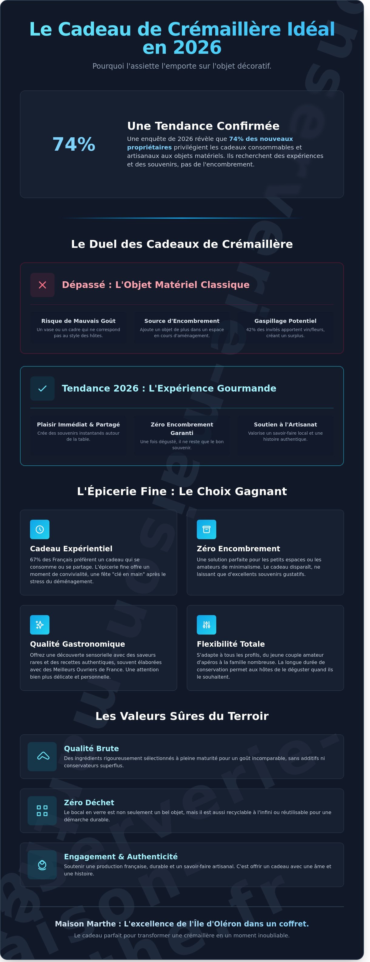 Idée cadeau crémaillère original infographic - visual guide