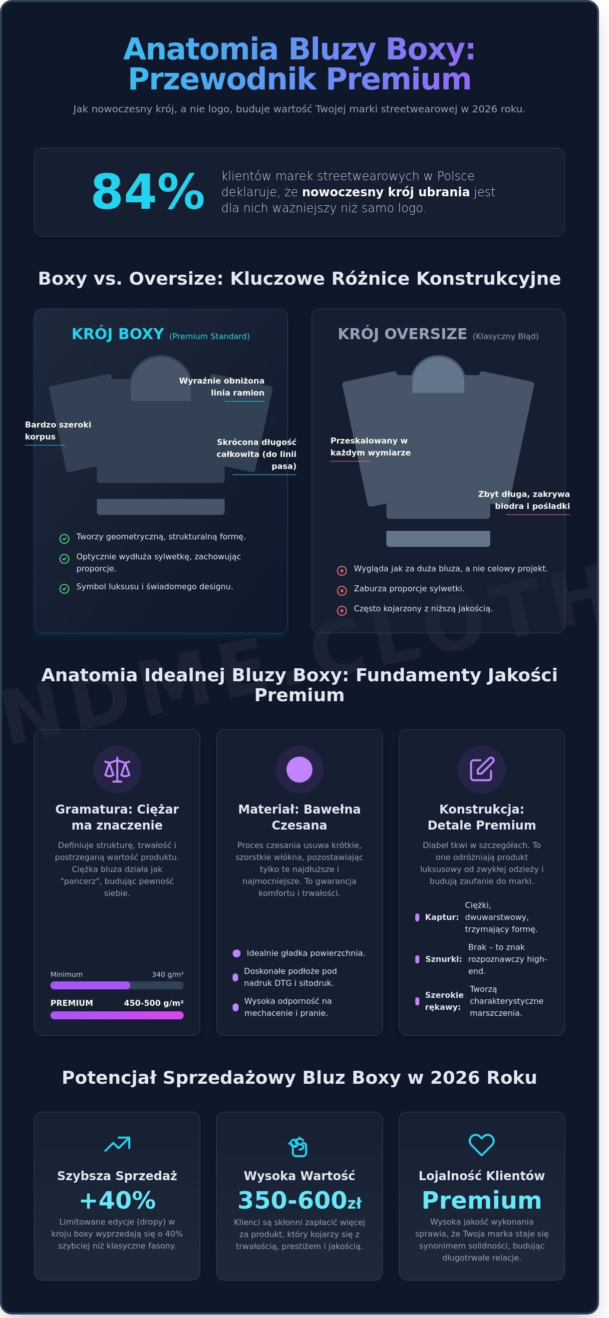 Hoodie w wersji boxy z personalizacją dla marek odzieżowych infographic - visual guide