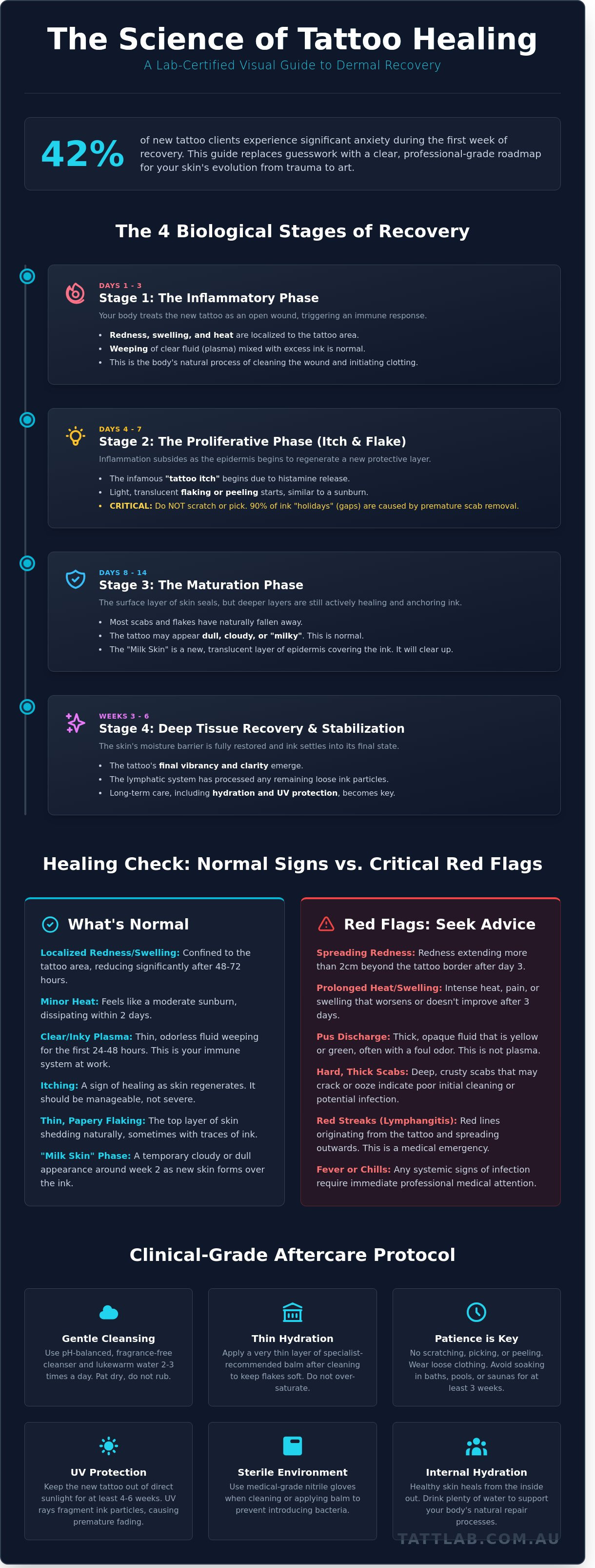 Signs of a healing tattoo infographic - visual guide