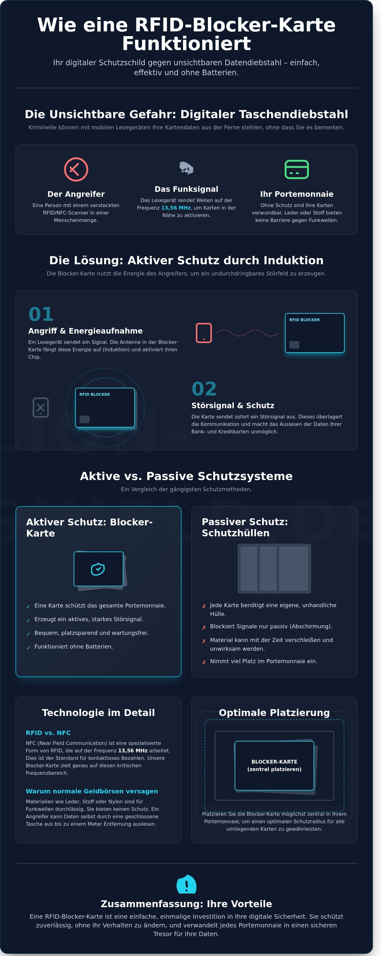Wie funktioniert eine rfid blocker karte infographic - visual guide