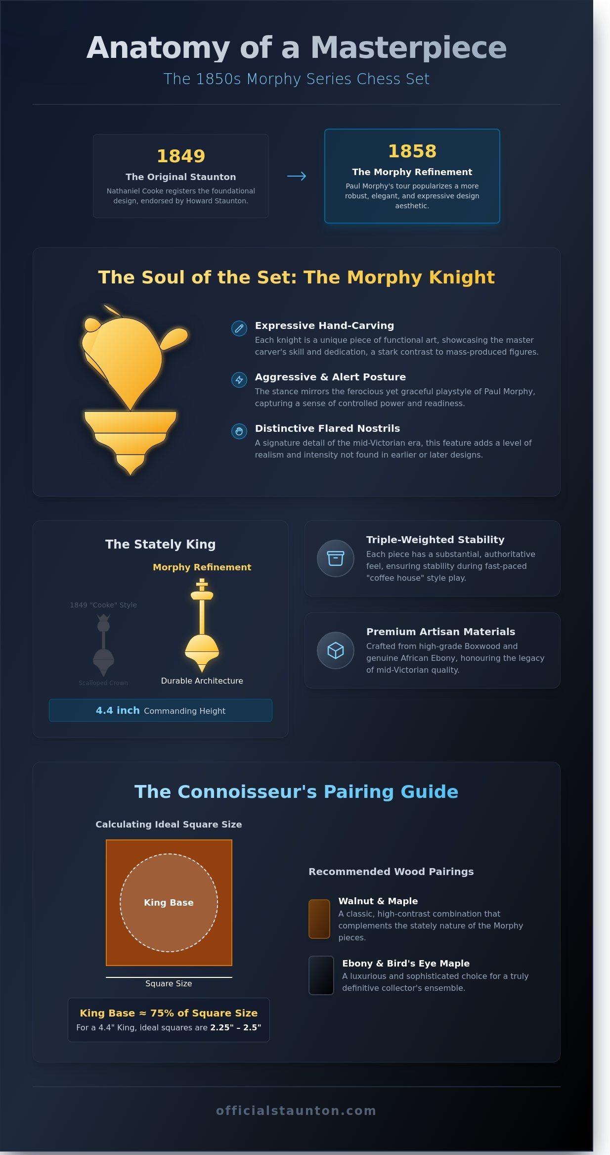 The Morphy Series Chess Pieces infographic - visual guide