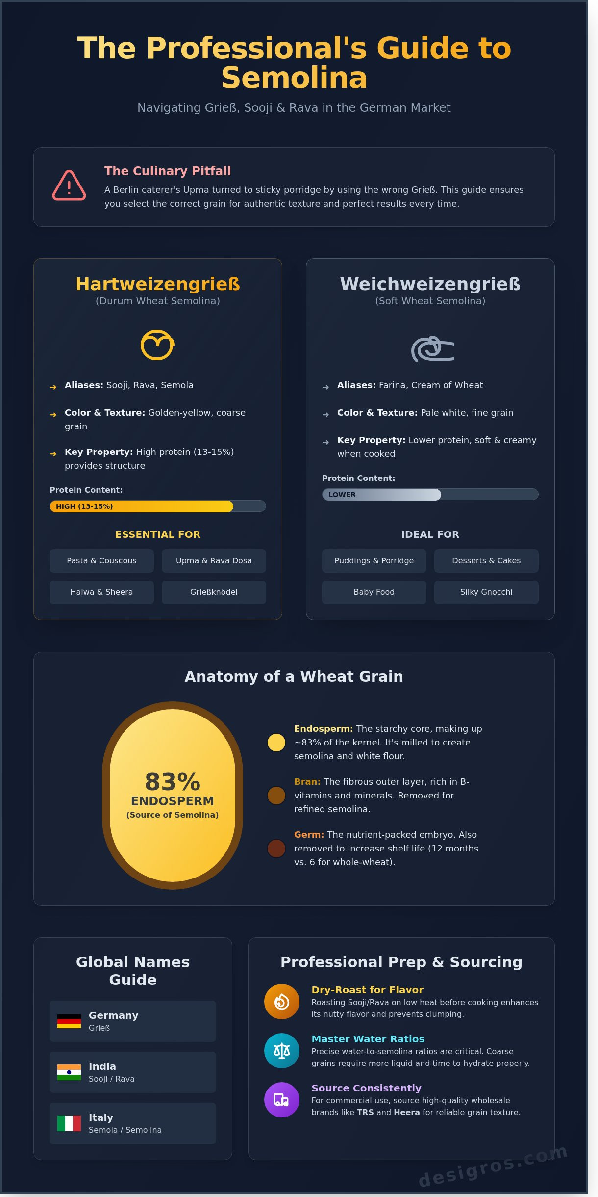 Semolina semolina infographic - visual guide
