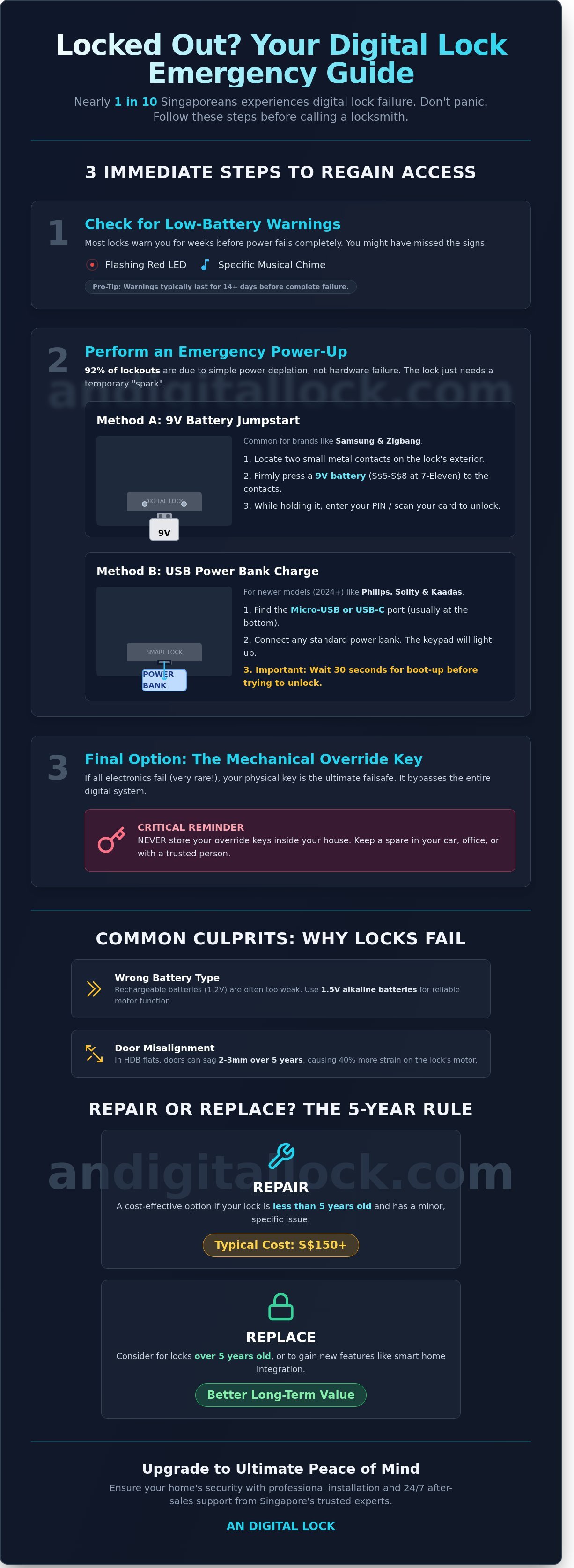 My digital lock is not working infographic - visual guide