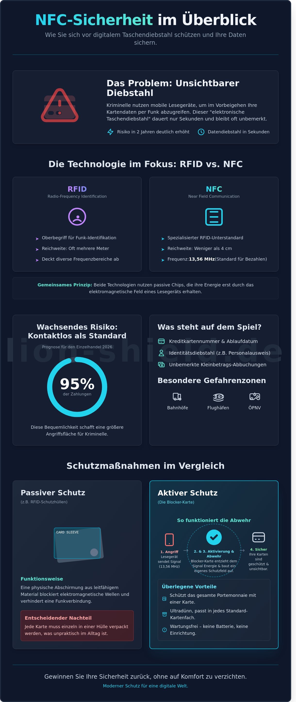 Nfc karten auslesen verhindern infographic - visual guide